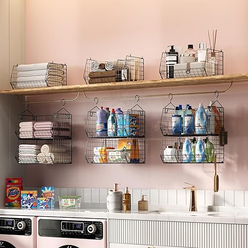 Miniatura 8 de Organizador colgante de armario extragrande de 5 niveles con 5 divisores, 16.5 pulgadas de largo x 11.8 pulgadas de ancho x 51.4 pulgadas de alto,