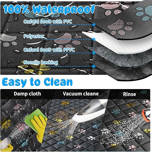 Miniatura 7 de URPOWER Funda de asiento de coche para perro 6 en 1, impermeable, hamaca de coche para perro, 4060, funda de asiento de perro dividida con ventana