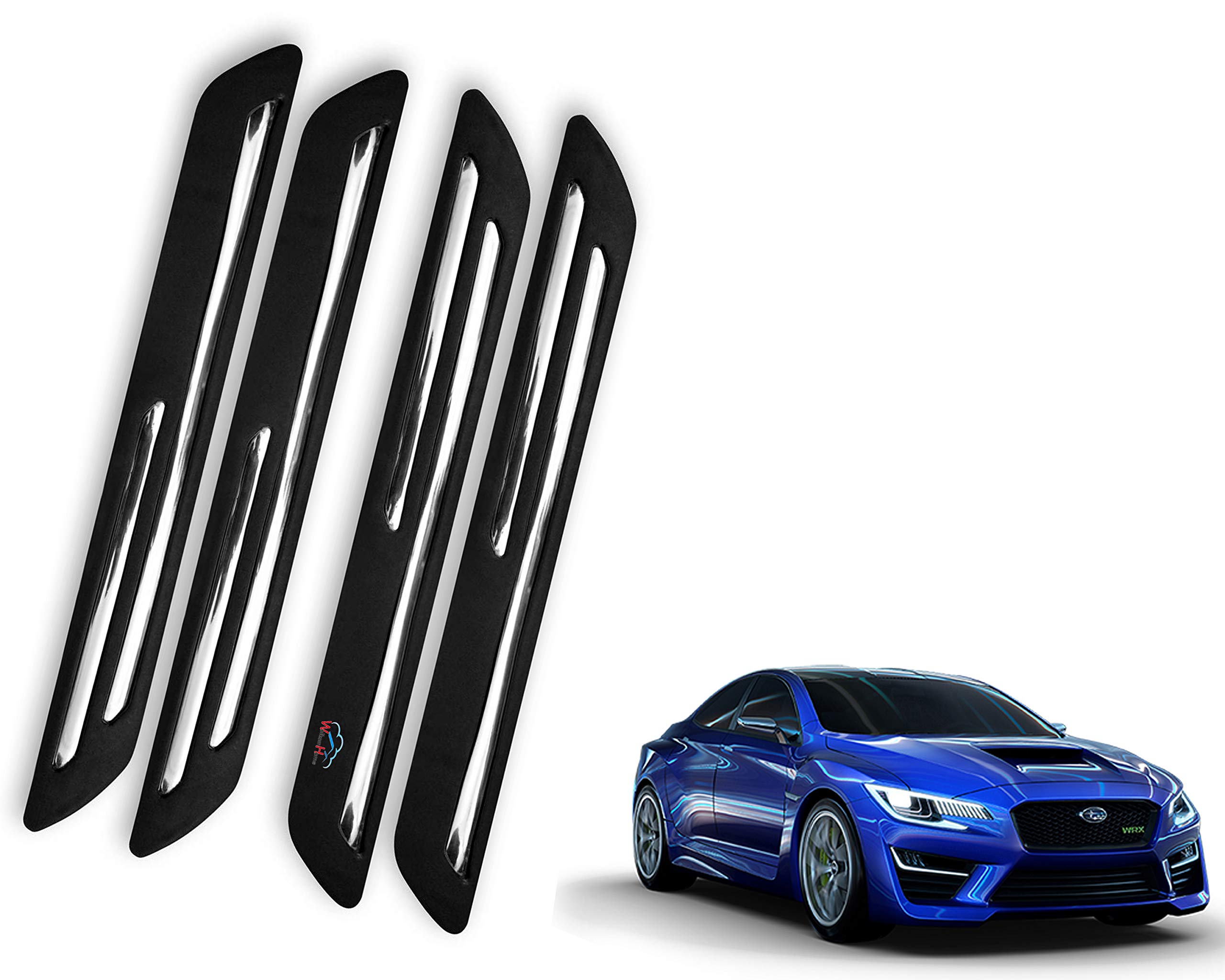 WolkomHome Car Rubber Bumper Protector Guard with Double Chrome Strip Set  of for Subaru WRX