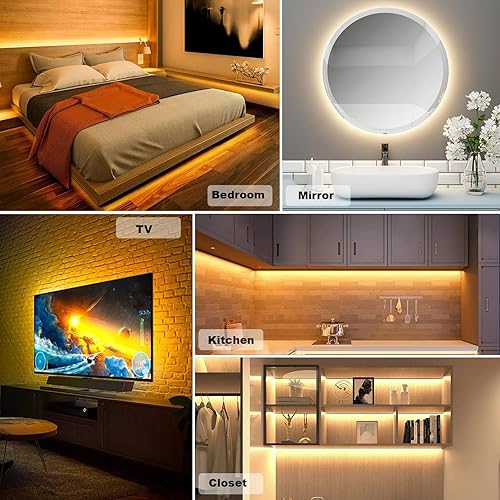 Miniatura 9 de GXILEE Tira de luz USB blanca cálida 3000k CRI92+ 5V COB tira de luz LED con interruptor de atenuación, tira de luz LED de 10 vatios6 pies para