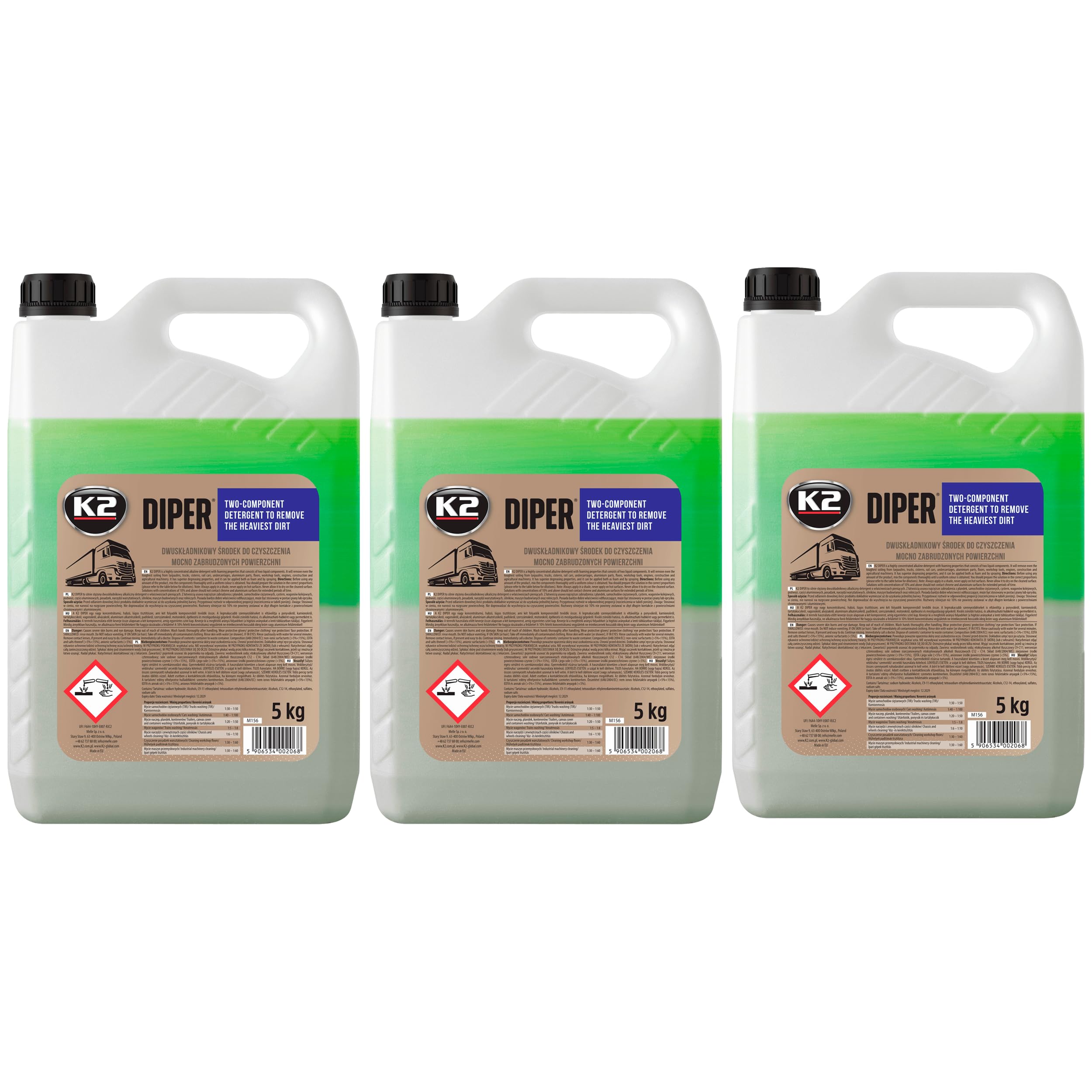 K2 Desengrasante Concentrado Dos Componentes Pack de 3 - Elimina Residuos de Manera Rápida y Efectiva - Superficies de Metal, Aluminio, Lona Diper 5L