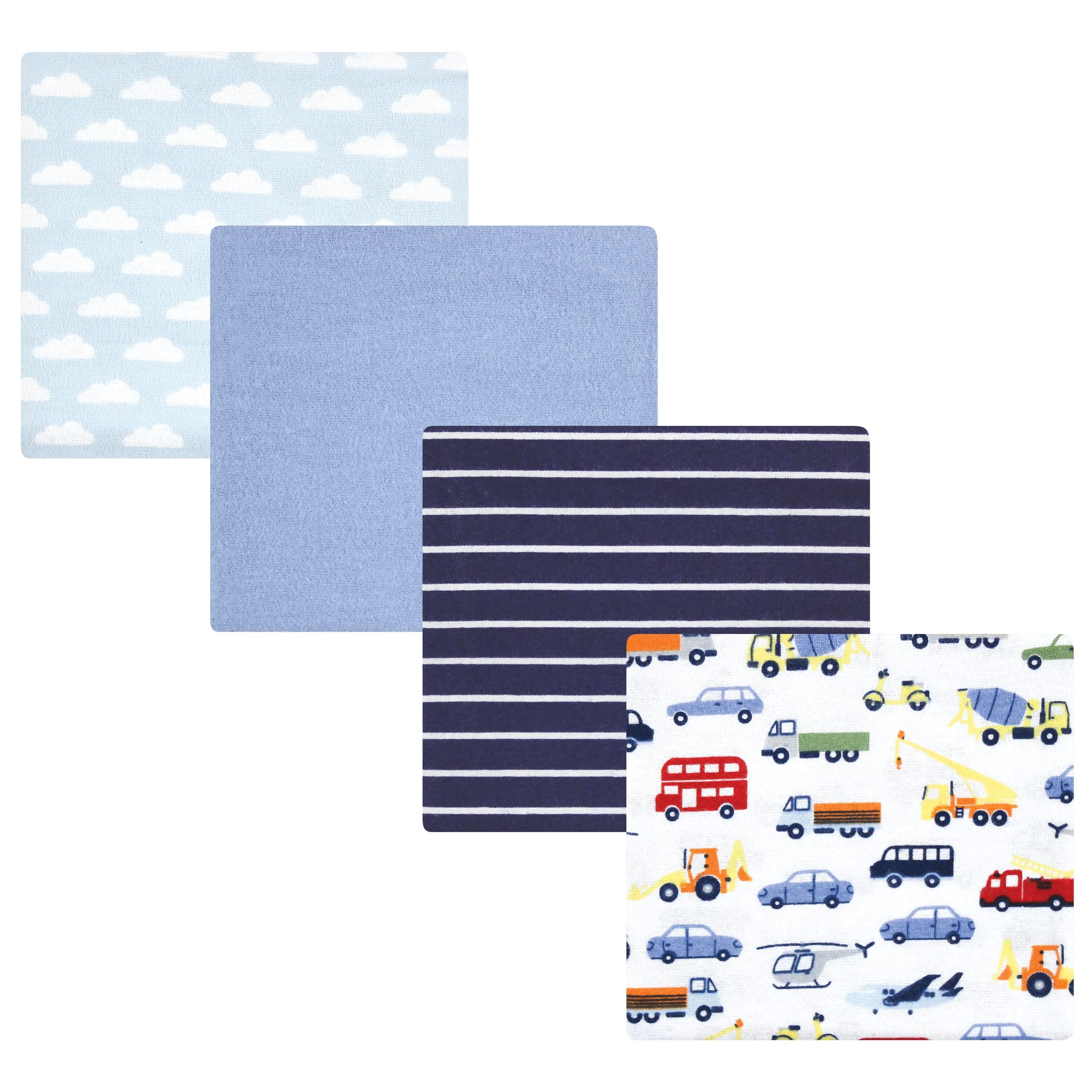 Hudson Baby Unisex Baby Cotton Flannel Receiving Blankets, Colorful Transportation, One Size