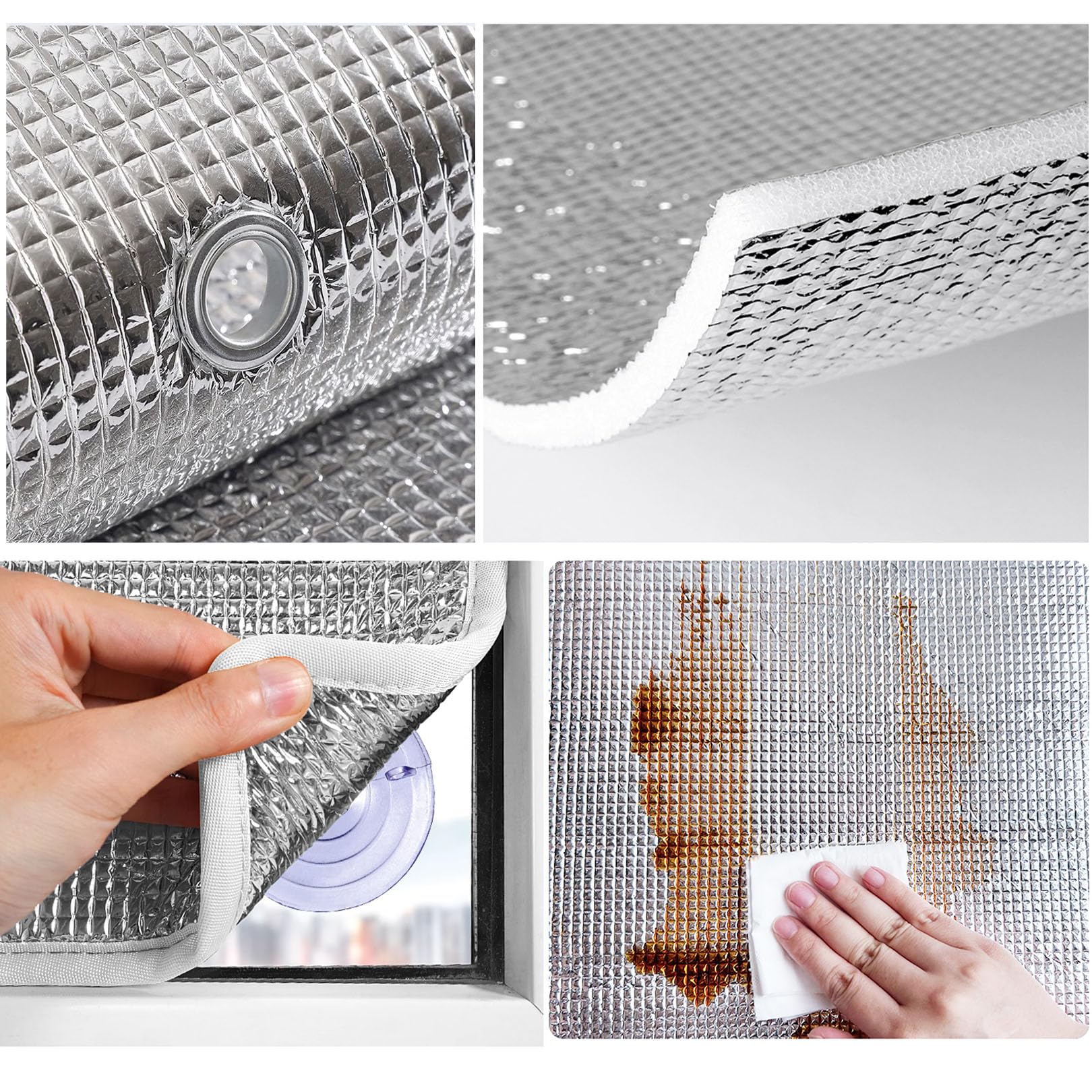 Pellicola Isolante Termico per Finestre,Pannello di Alluminio Riflettente,Foglio Riflettore Radiatore per Casa,Pannelli Termoriflettente per Termosifoni,Con Ventosa (100cm x 155cm)