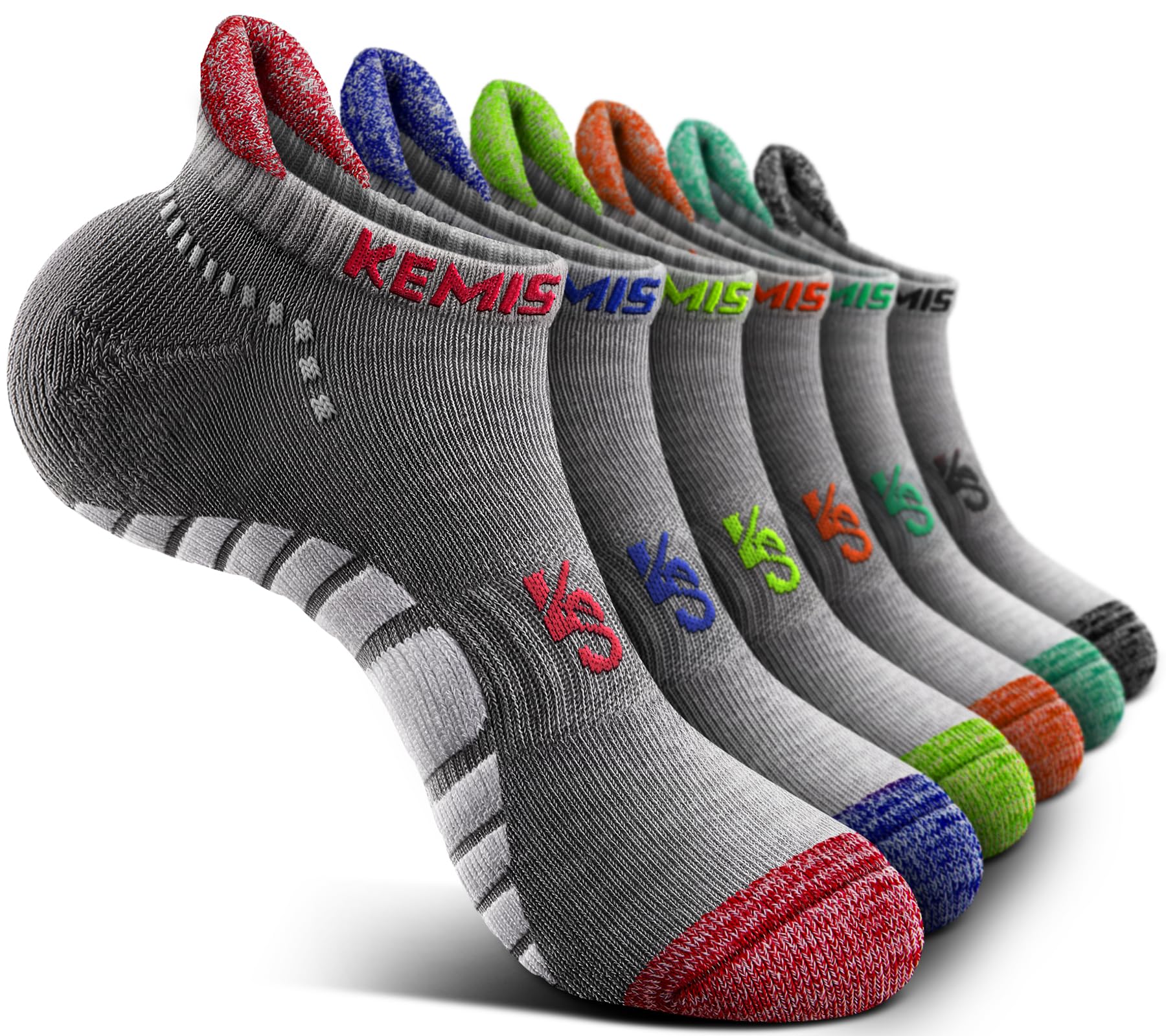 KEMISANT Herren Socken 6 Paar, Herren Kurze Lauf-Sportsocken Sneakersocken | Atmungsaktiv,Schweißableitend mit Fußgewölbestütze für Sport & Alltag