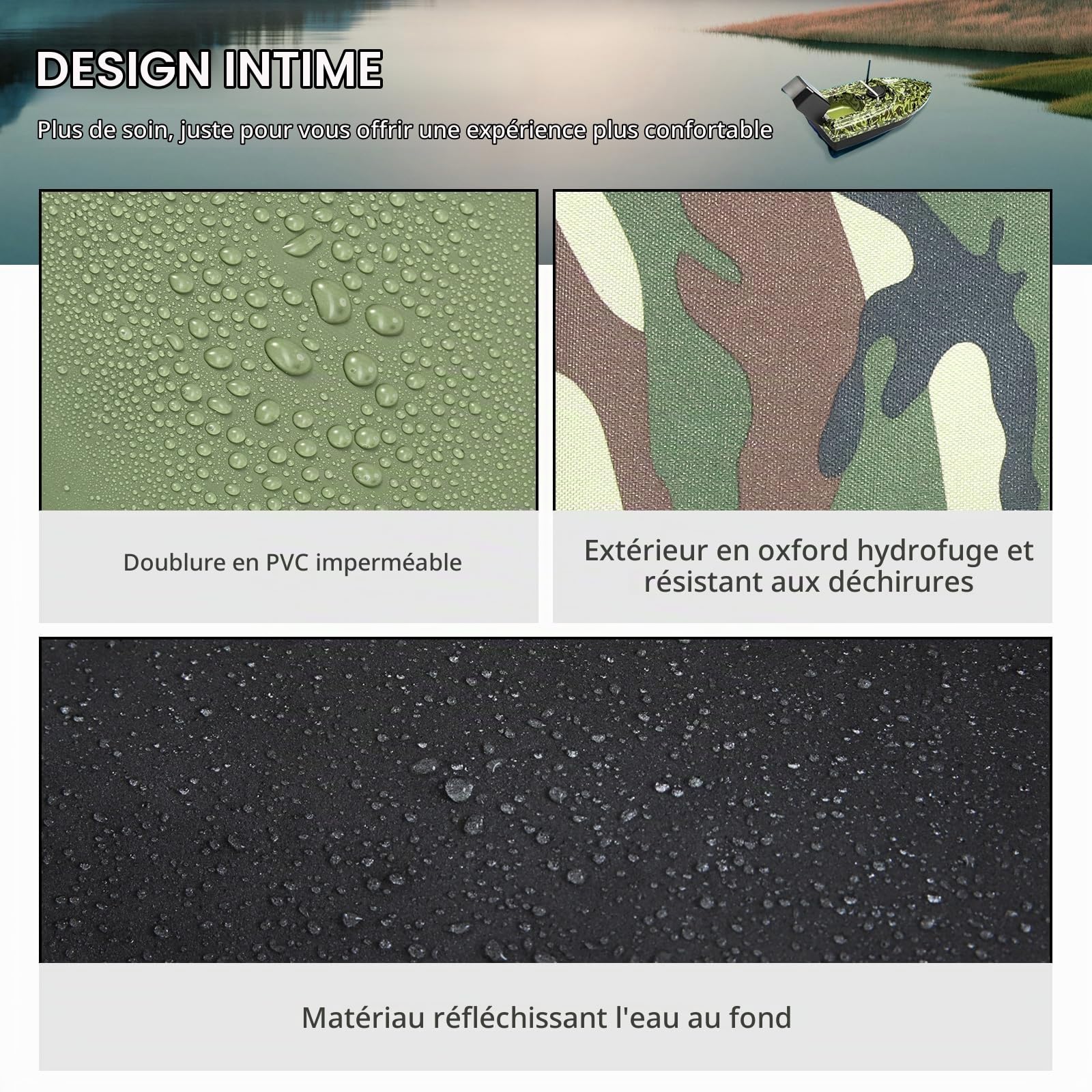 Sac de transport pour bateau à appâts - Grande capacité - Résistant aux intempéries et portable, Vert militaire, L, Sac de transport pour bateau à appâts
