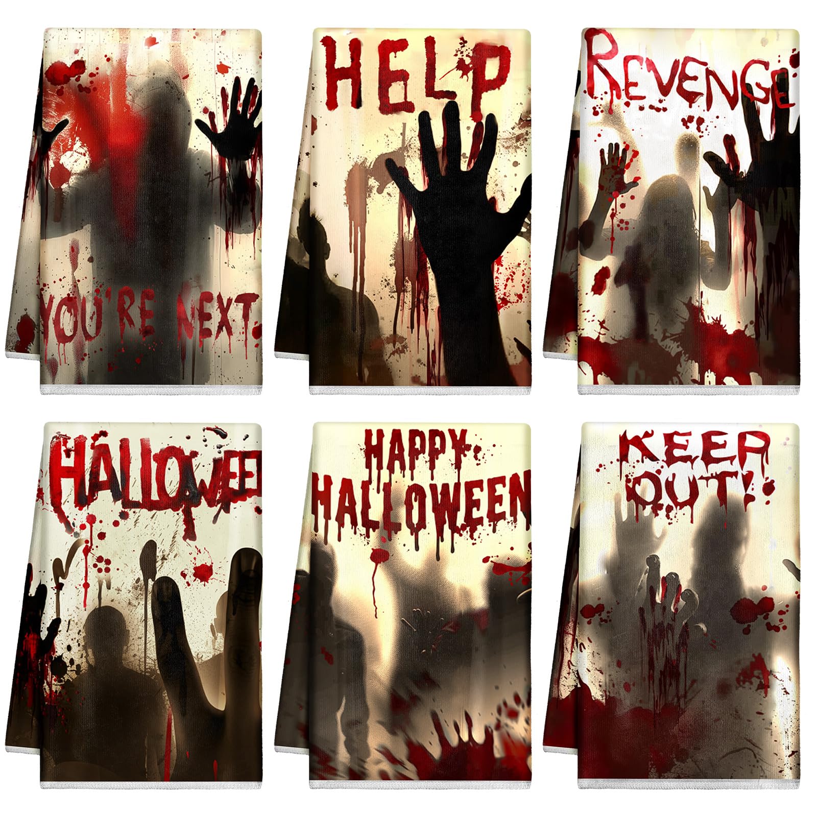 Toallas de cocina de Halloween Ganeen para toallas de mano de terror y zombi