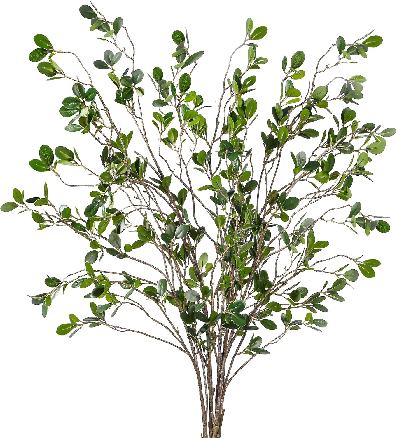 Sggvecsy 43’’ 5Pcs Artificial Ficus Branches Faux Leaf Spray Green Eucalyptus Branches Artificial Greenery Stems Fake Ficus Twig Plants for Home Office Wedding Vase Filler Shop Decoration