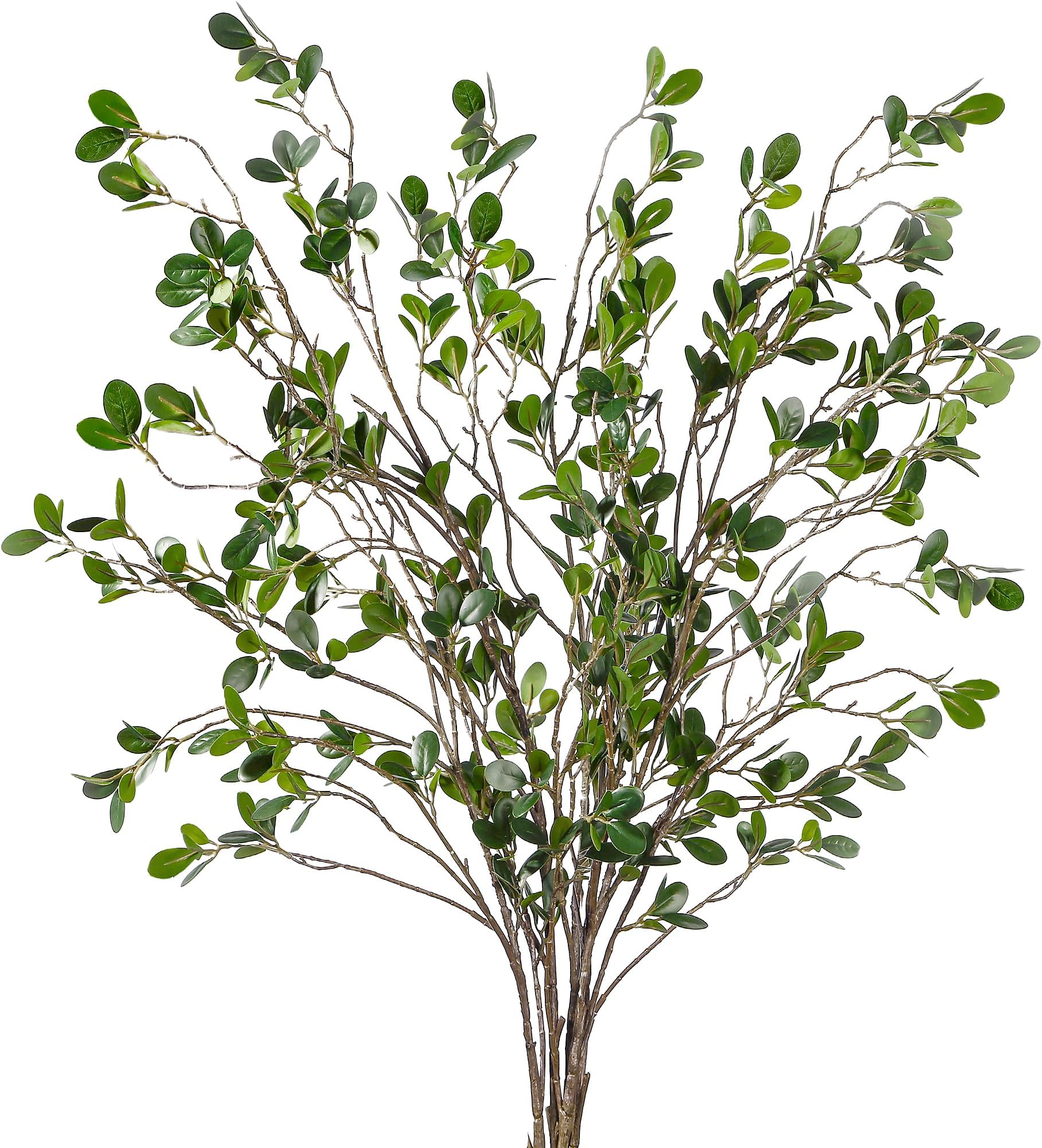 Sggvecsy 43’’ 5Pcs Artificial Ficus Branches Faux Leaf Spray Green Eucalyptus Branches Artificial Greenery Stems Fake Ficus Twig Plants for Home Office Wedding Vase Filler Shop Decoration