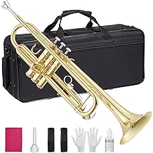 Professional Beginner Trumpet, Brass Instrument, Including Complete Set of Accessories, Portable Bag, Gloves, Cleaning Tools, Etc. the Best Choice for Beginners. Suitable for School Bands and Orchestr