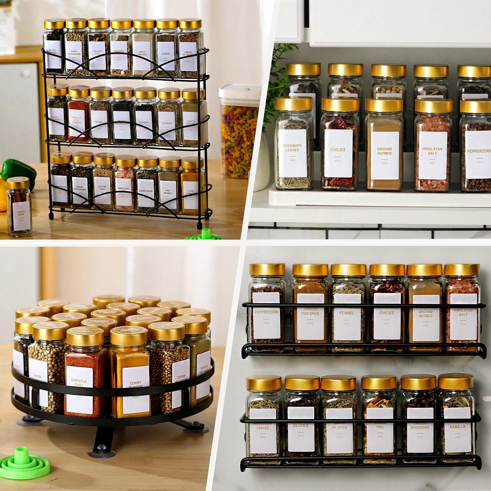 Shaker per Spezie, Set di 4 Barattoli In Vetro per Spezie Barattoli per Spezie con Dosatori Shaker per Sale E Pepe Dosaggio Preciso da 0,5 G per Cucina, Campeggio, Ristorante