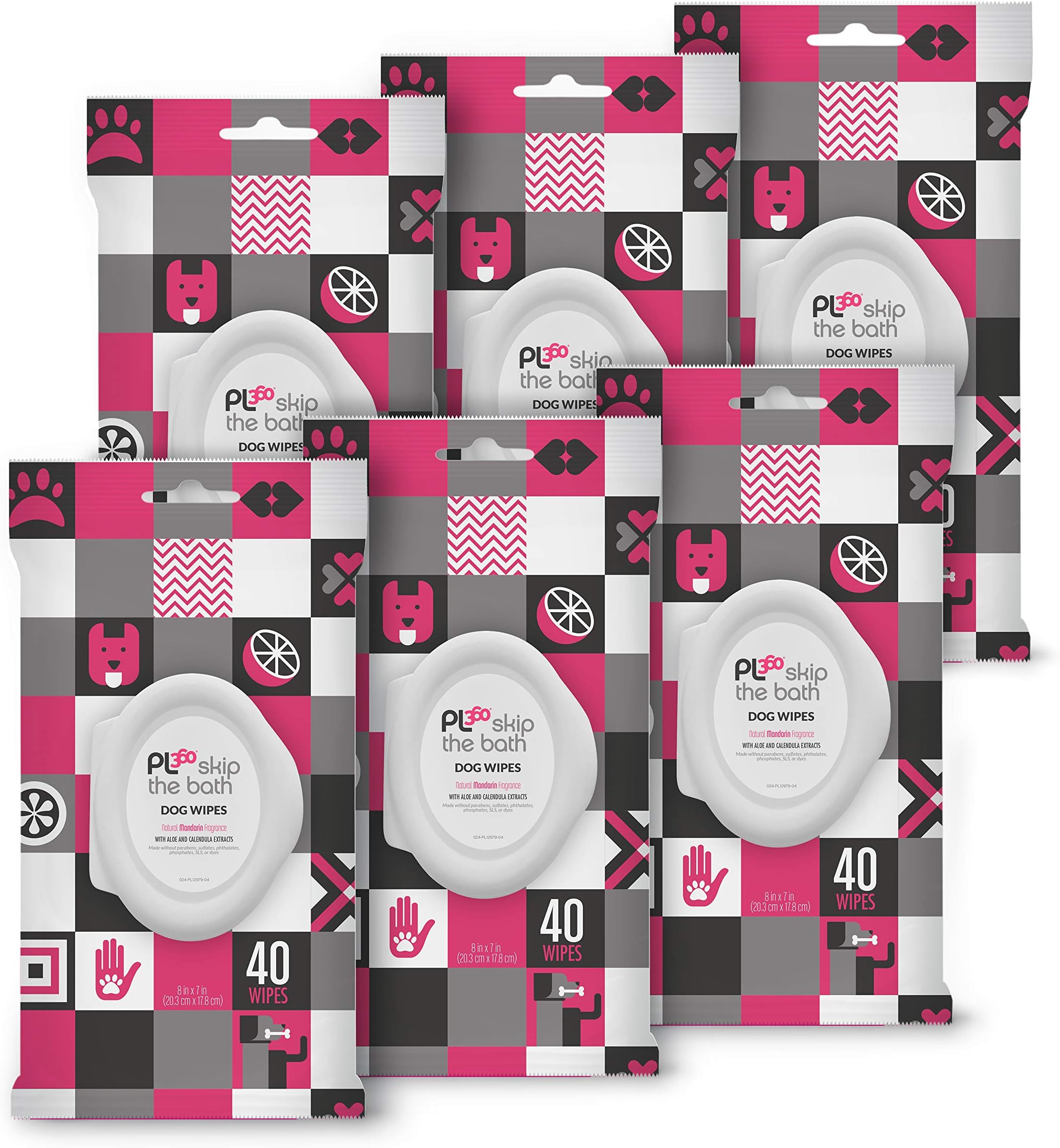 PL360 Dog Grooming Wipes for Cleansing & Deodorizing | Pet Wipes for Dogs, Cats, Puppies & Kittens | Mandarin Scent | Eco Friendly, Natural and Safe Ingredients | 240 Count