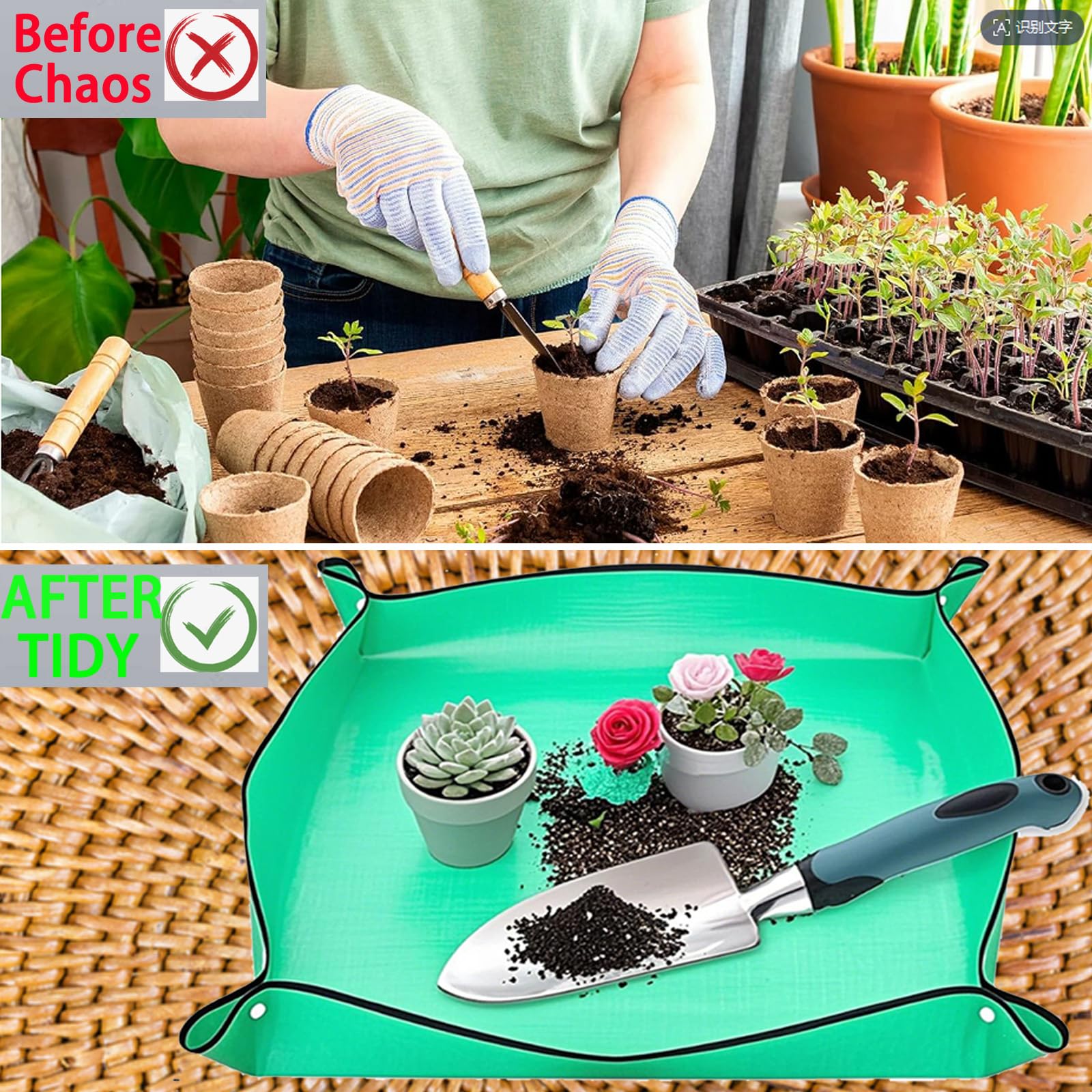 Herramientas de jardín, juego de 7 herramientas manuales de jardinería, juego de regalo de aleación de aluminio ligero a prueba de óxido con bolsa de almacenamiento duradera, mango ergonómico