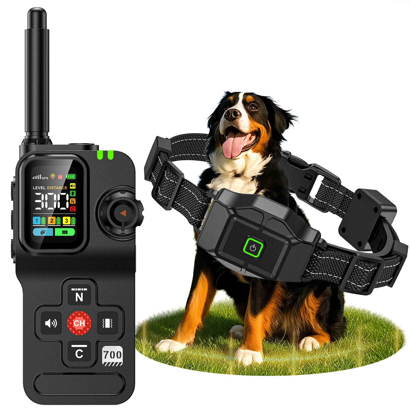 Chtoocy 2-in-1 Wireless Dog Fence, 25-999 Yards Adjustable Boundary, Rechargeable, 3 Warning Modes, Real-Time Distance, Waterproof Collar Pet