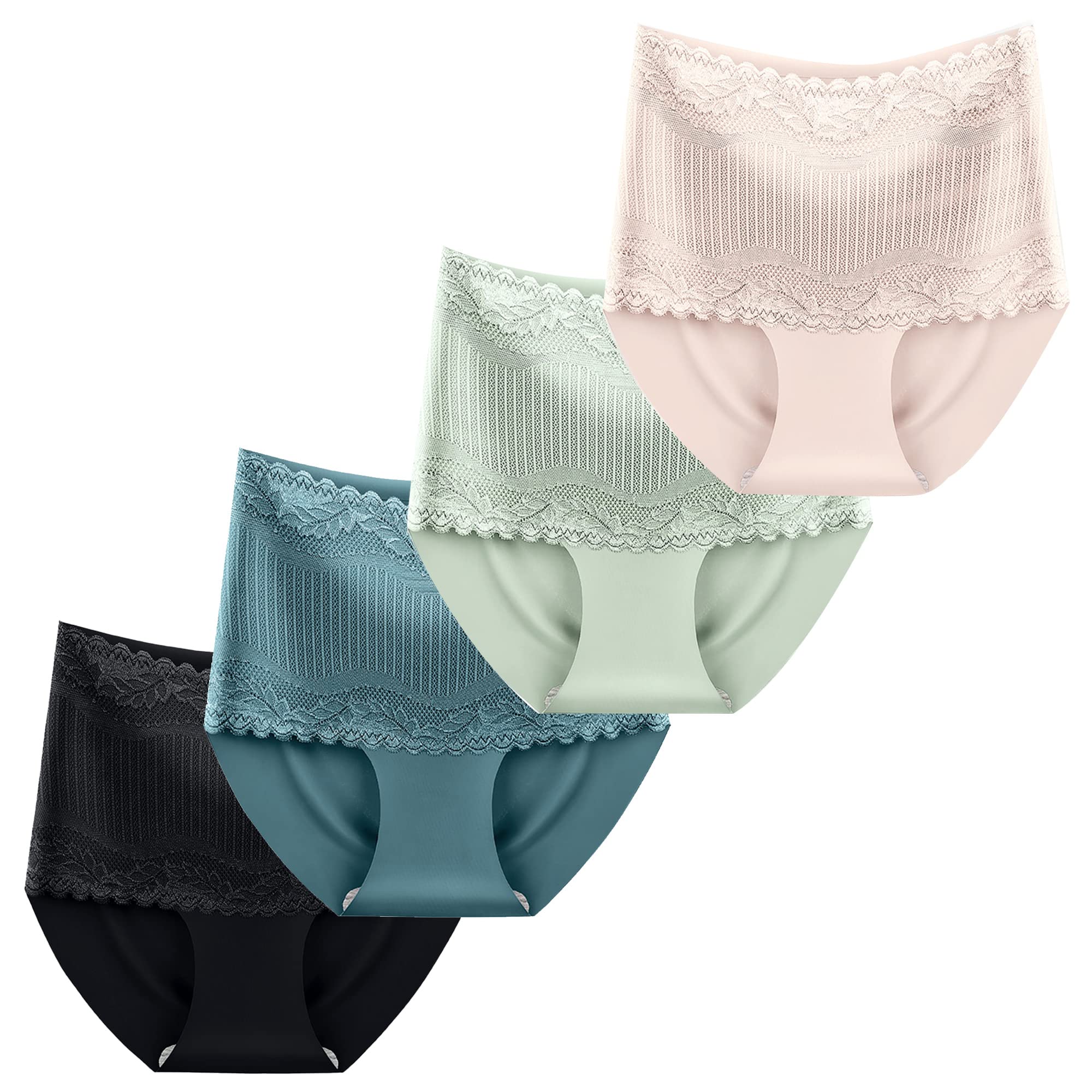 MaeauWomen Ice Silk Underwear High Waist Seamless Briefs Shaping Hip Lifting Panties