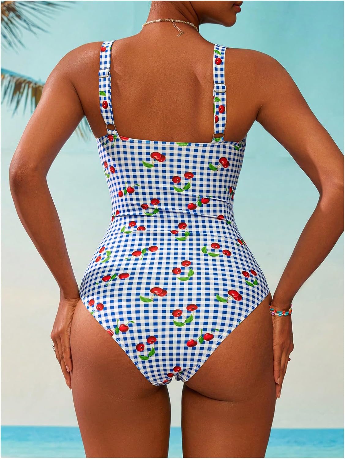 BEAUDRM Women's Boho Floral Print One Piece Swimsuit Y2K Bathing Suits Swimwear Beachwear