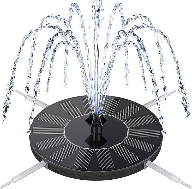 Mademax Fuentes solares para baño de pájaros, bomba de fuente solar mejorada de 1,4 W con 8 boquillas y 4 soportes, bomba de fuente de agua flotante independiente para baño de pájaros, jardín, estanque, pileta, al aire libre
