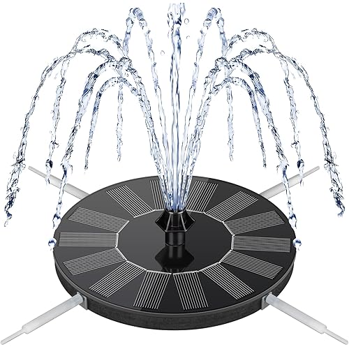 Mademax Solar Bird Bath Fountains, Upgrade 1.4W Solar Fountain Pump with 8 Nozzles & 4 Brackets, Free Standing Floating Solar Powered Water Fountain Pump for Bird Bath, Garden, Pond, Pool, Outdoor