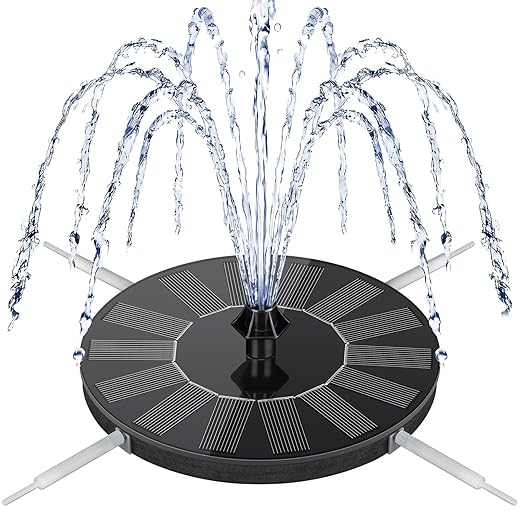 Mademax Solar Bird Bath Fountains, Upgrade 1.4W Solar Fountain Pump with 8 Nozzles & 4 Brackets, Free Standing Floating Solar Powered Water Fountain Pump for Bird Bath, Garden, Pond, Pool, Outdoor