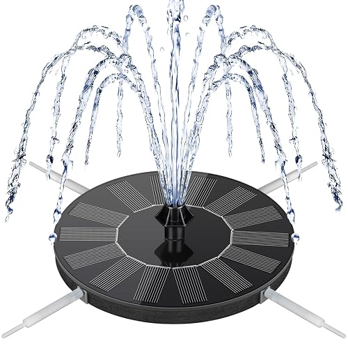 Mademax Solar Bird Bath Fountains, Upgrade 1.4W Solar Fountain Pump with 8 Nozzles & 4 Brackets, Free Standing Floating Solar Powered Water Fountain Pump for Bird Bath, Garden, Pond, Pool, Outdoor
