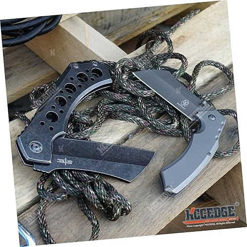 Miniatura 1 de Survival Steel - Juego de 2 cuchillos de bolsillo plegables abiertos para acampar