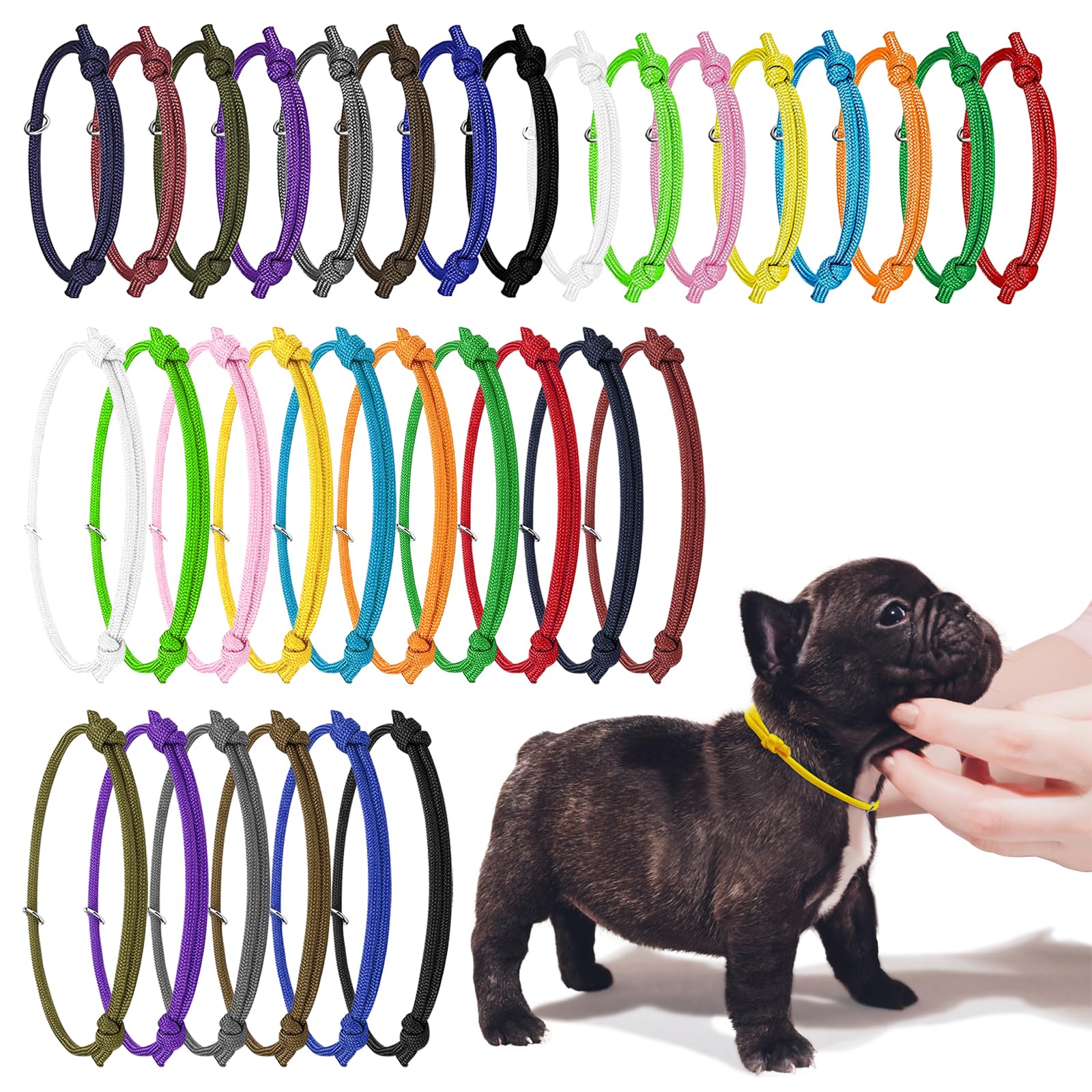 JJWNMLL 32pcs Puppy ID Collars,Newborn kitten collars,S(12-20CM)+L(17-28CM) Soft Polyester Collars Adjustable Puppy ID Bands Identification Puppy Collar for Dog Kitten Newborn Pet Identification
