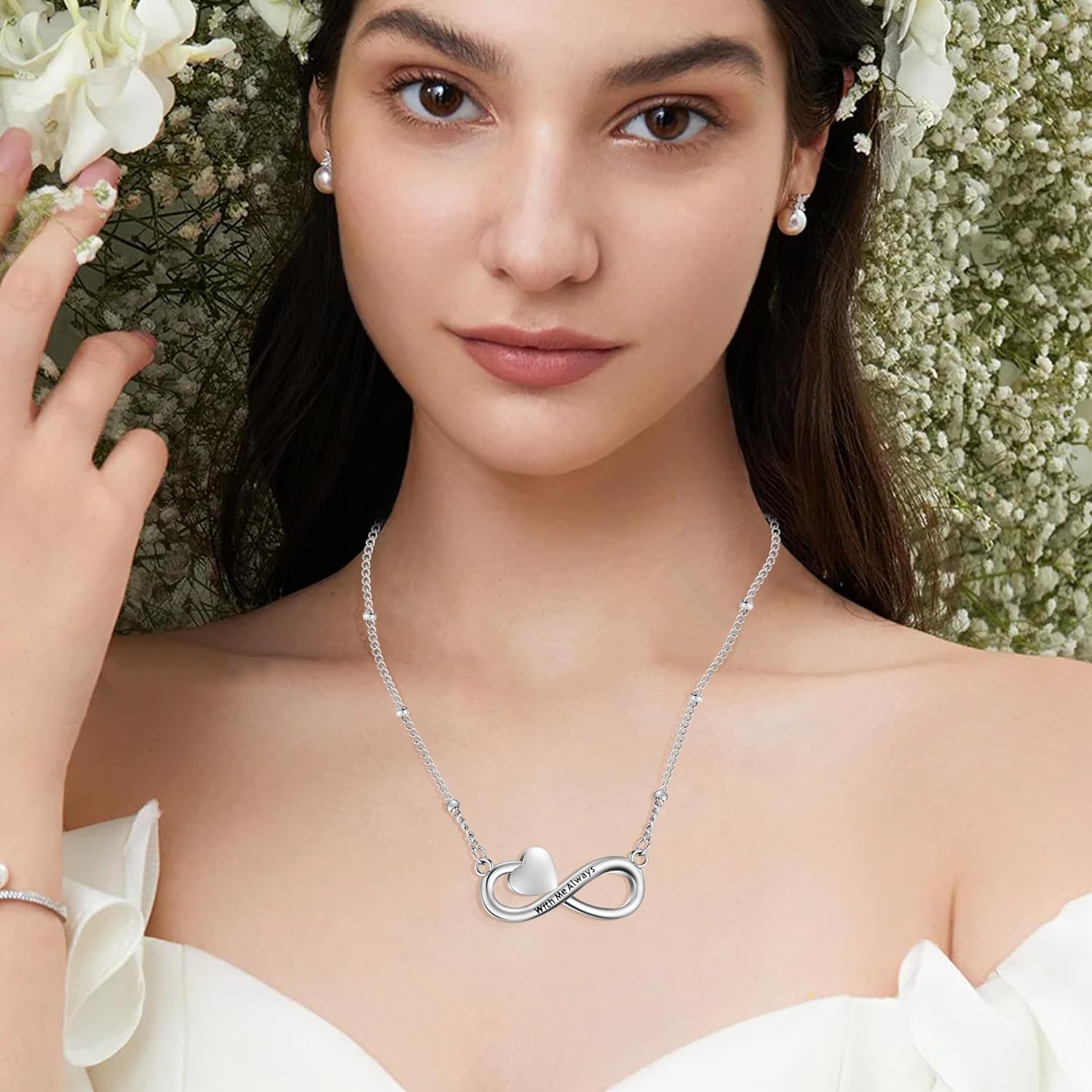 XIUDA Infinity Cremation Jewelry Heart Urn Necklace for Ashes Stainless Steel Urn Pendant Memorial Ashes Necklace for Women Men - Image 6