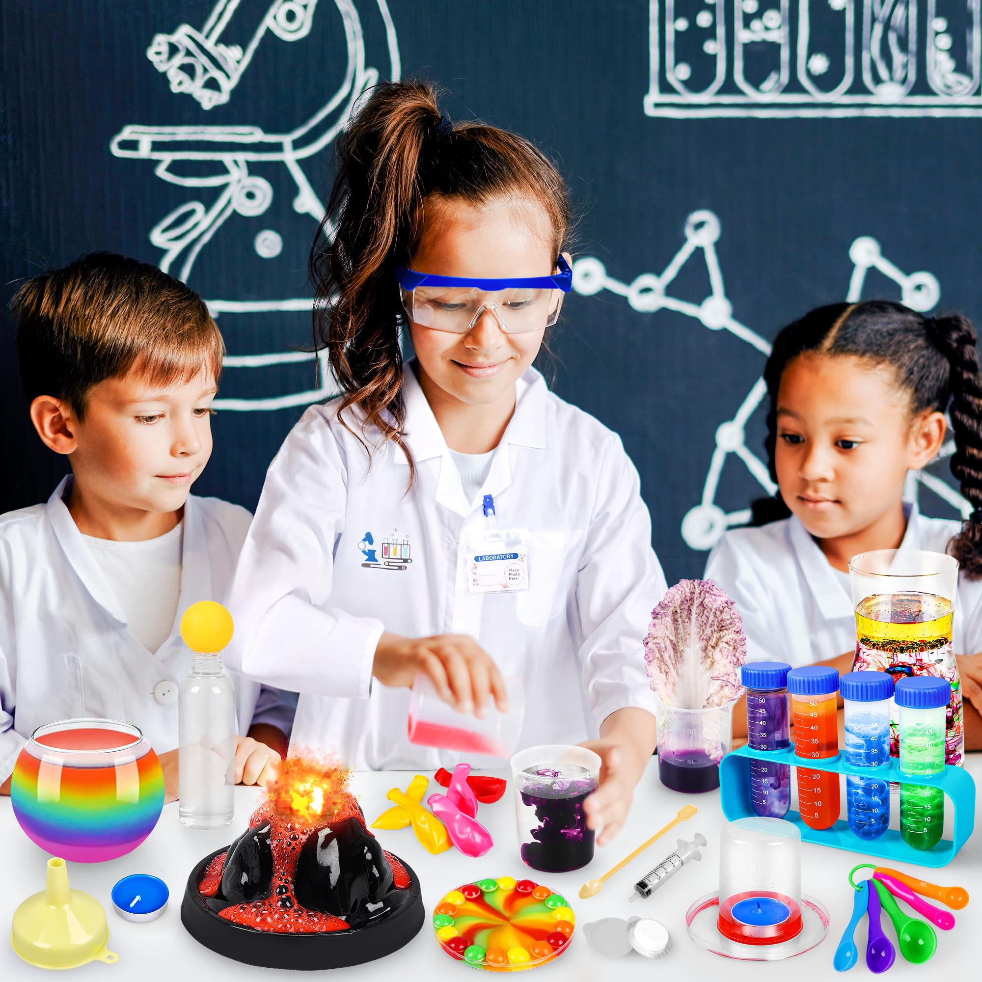Science Kit for Kids,120 Science Lab Experiments,Scientist Costume Role Play Stem Educational Learning Scientific Tools,Birthday Gifts and Toys for 6 7 8 9 10-12 Years Old Boys Girls Kids