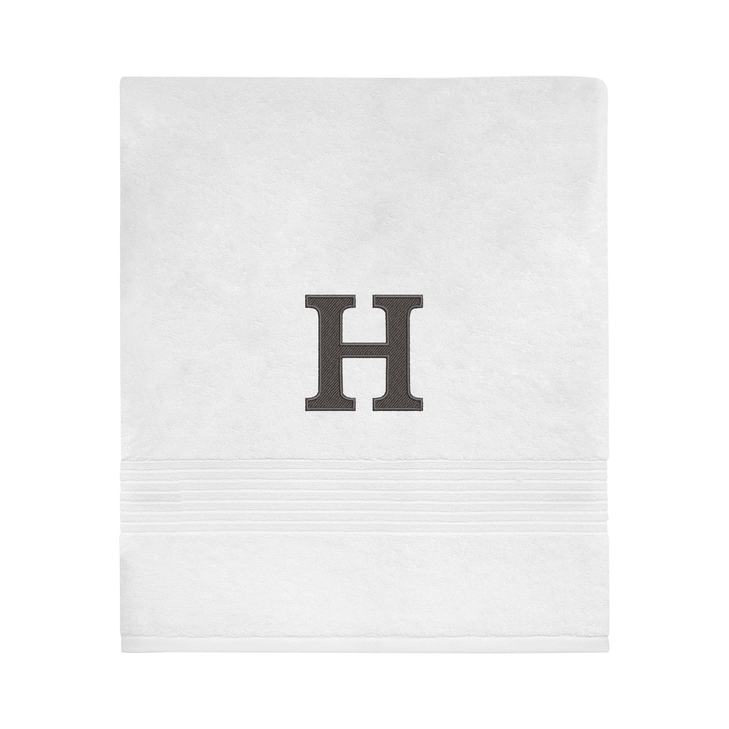 Avanti Linens - Bath Towel, Soft & Absorbent Cotton, Embroidered Bathroom Decor (Monogram Collection, Initial H)