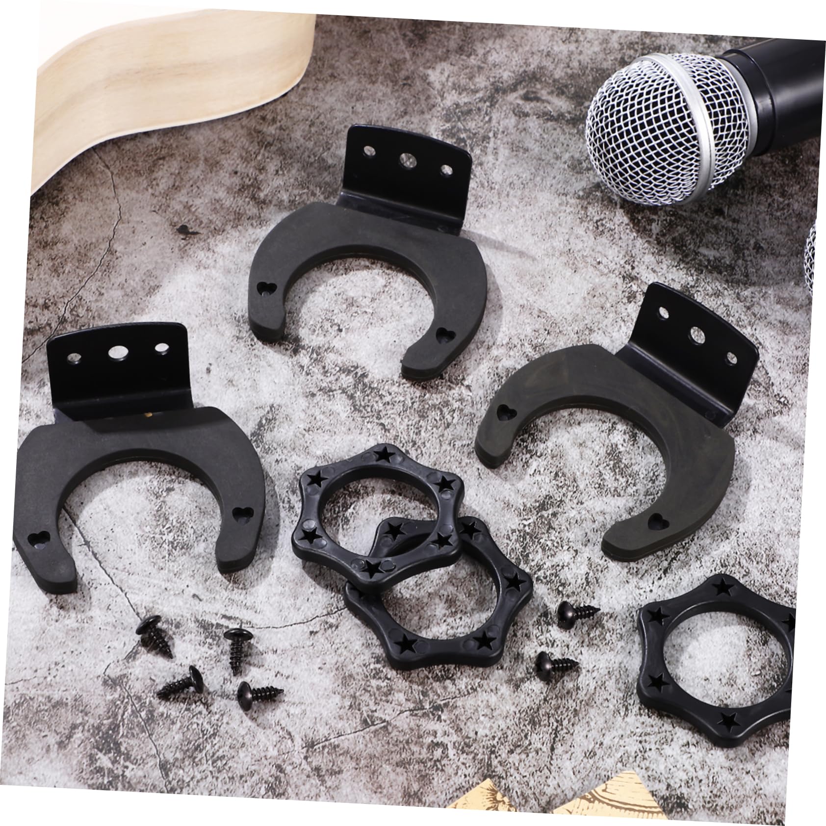 VANZACK Mic Stand Clip Set Hexagonal Anti-slip Rings Mounting Screws Ktv Supplies Microphone Holder Accessories