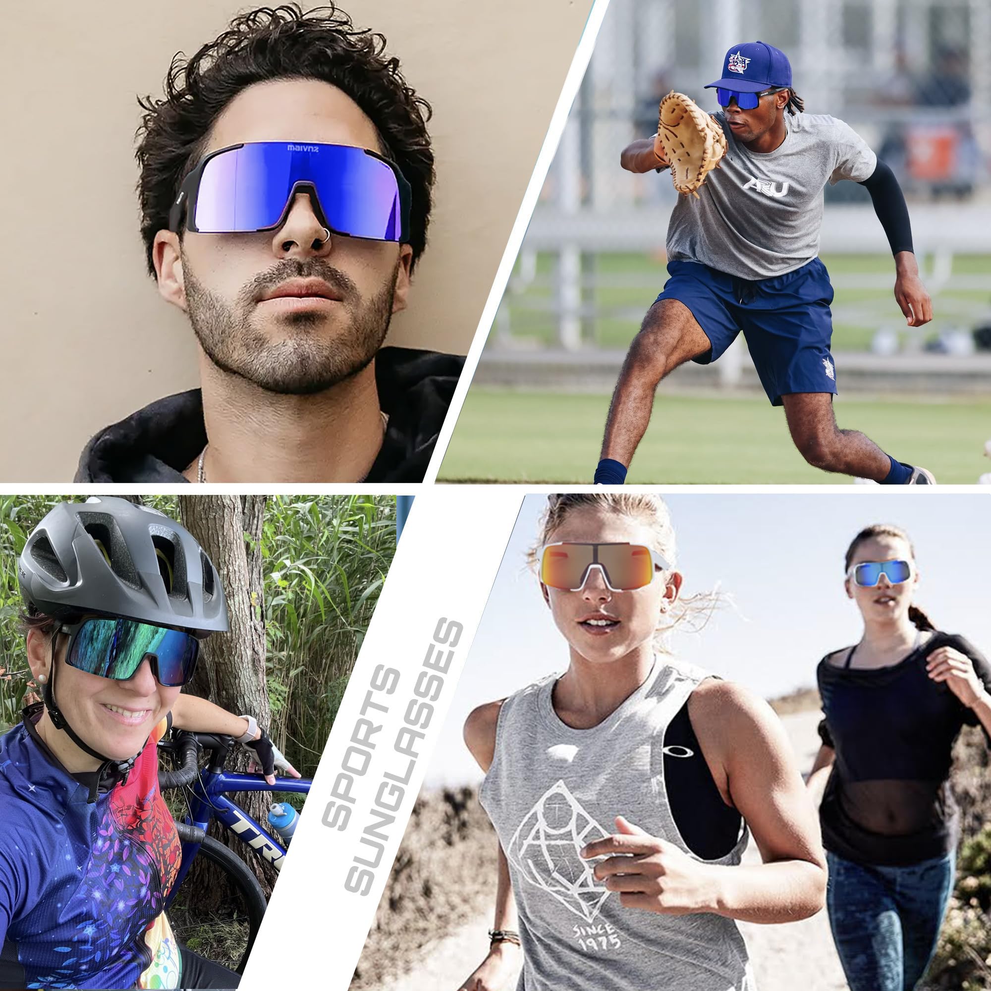 maivnz Okulary przeciwsłoneczne baseballowe dla mężczyzn i kobiet, lekkie, ochrona UV400, okulary sportowe do jazdy na rowerze, biegania, golfa, softballu, roweru