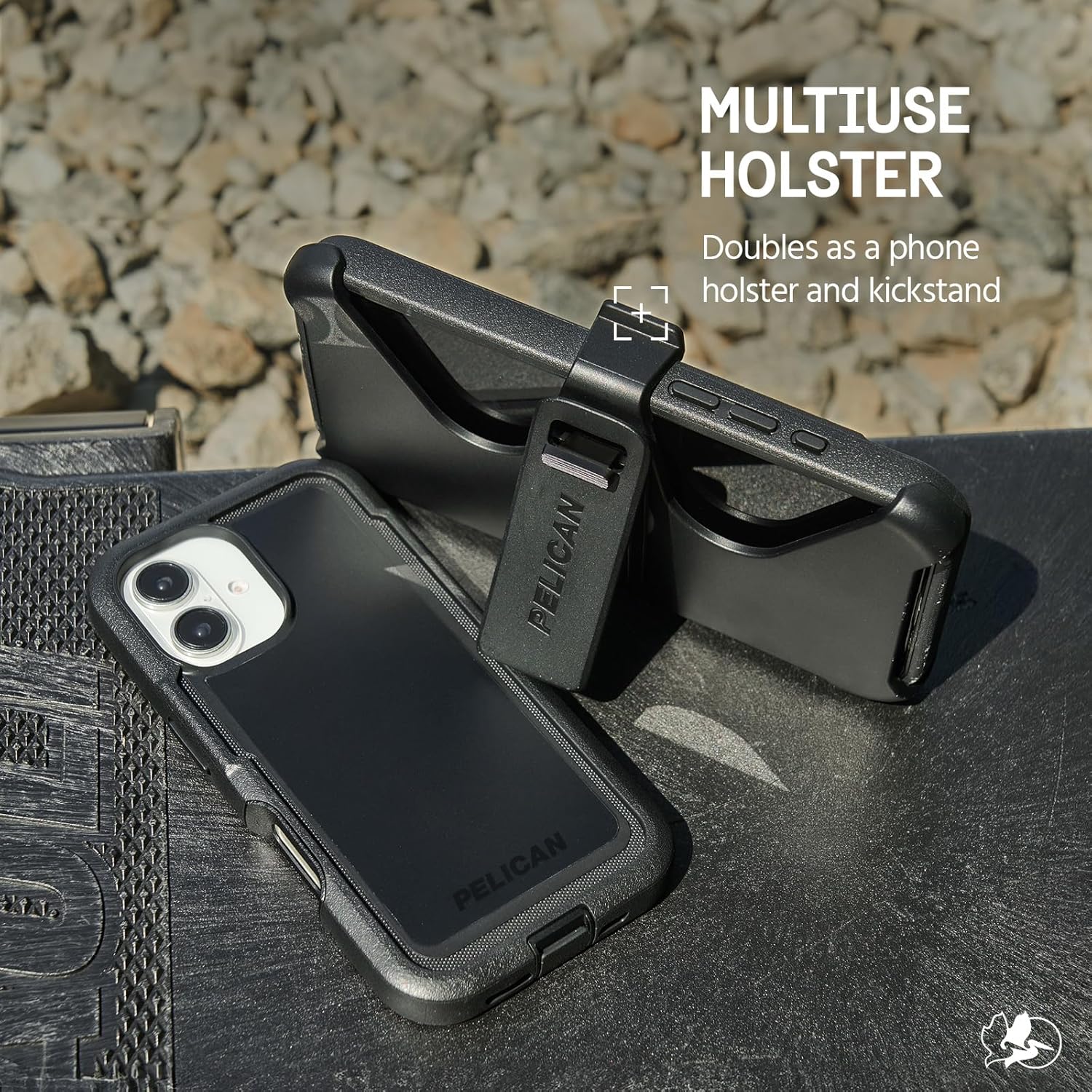 Pelican Voyager iPhone 16 Case [Compatible with MagSafe] Rugged Phone Case w/ 18ft Military-Grade Drop Protection - Heavy Duty Phone Cover w/Belt Clip Holster for iPhone 16 - Black