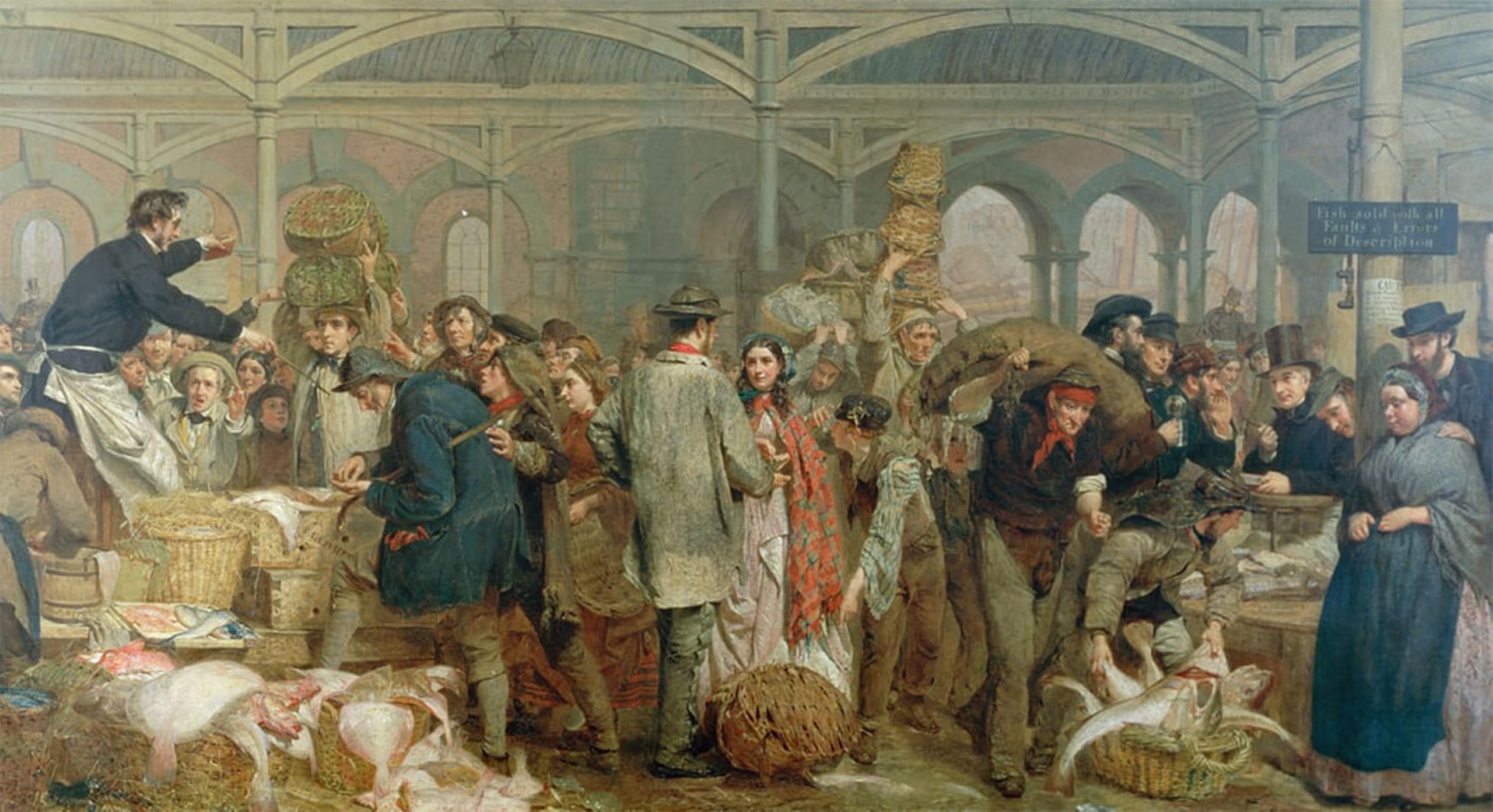 SERENDIPITP Retro Picture Poster Wall Art Pictures Painting Billingsgate Fish Market by George Elgar Hicks Wall Art Canvas Print for Wall Decor 60x90cm
