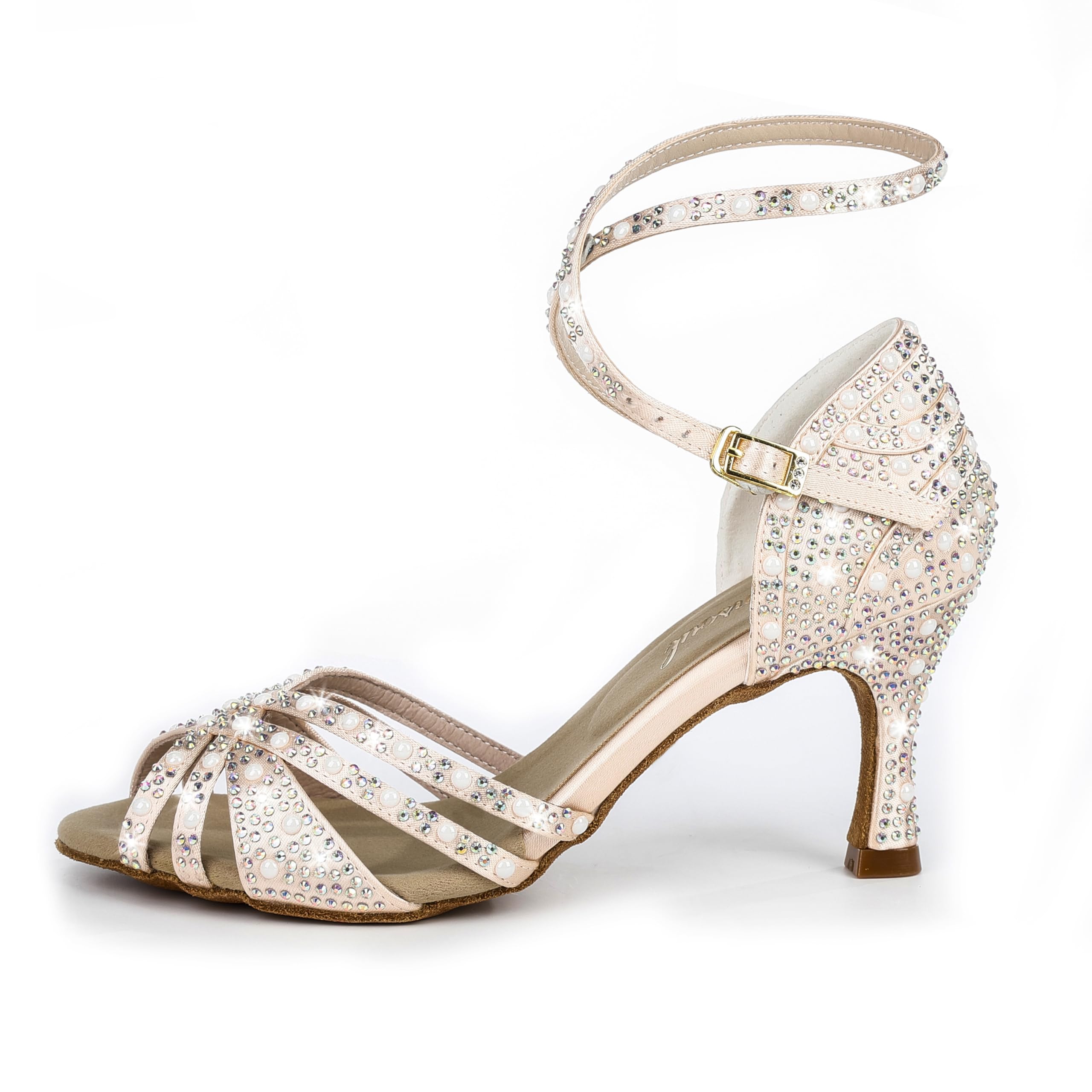 Latinsoul Y205-36 Damen Latein Tanzschuhe mit Kristall Strass Hoher Absatz Stylisches verstellbares Riemendesign Bequeme Tanzschuhe
