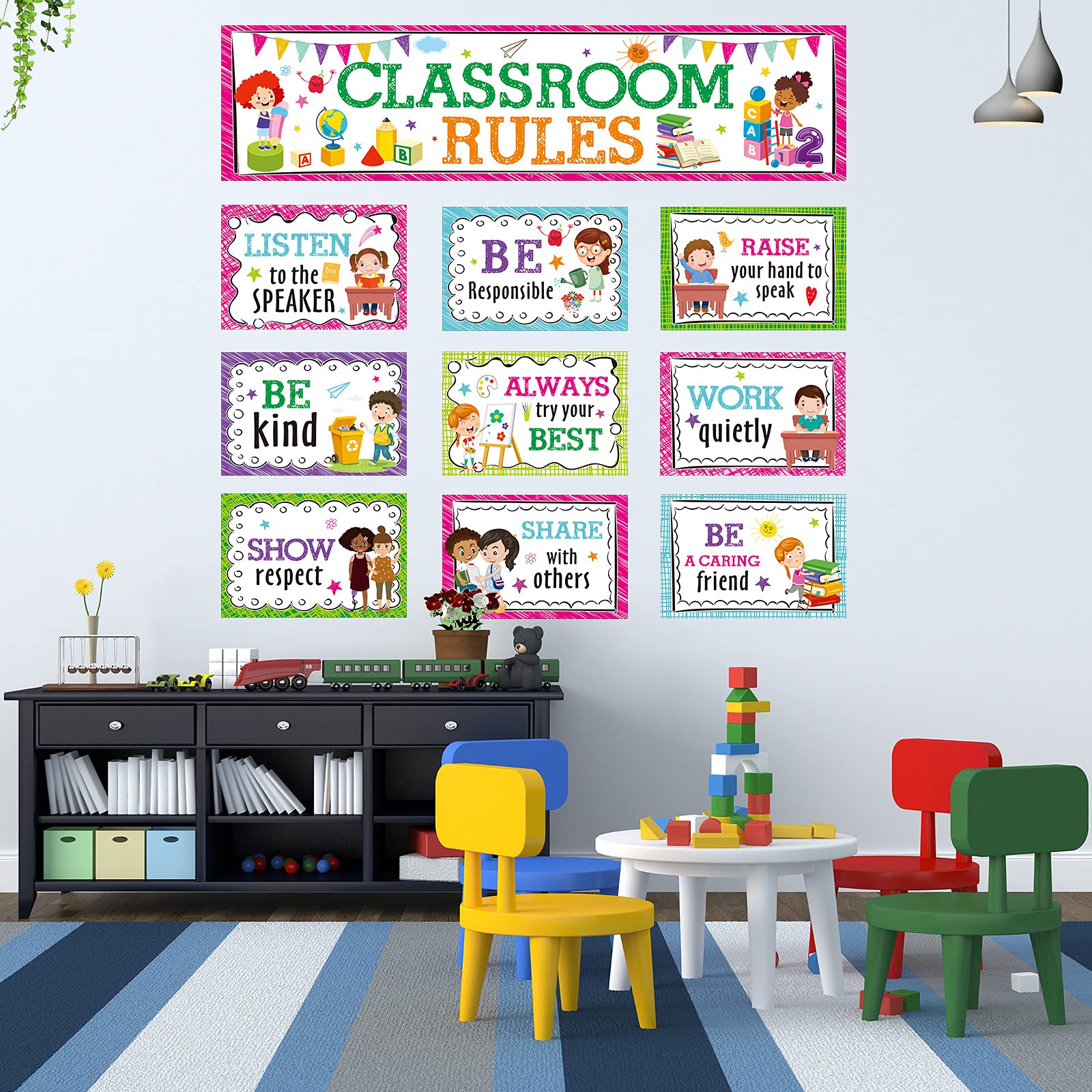 Classroom Rules Bulletin Board Set for Classroom Decorations Classroom Rules Posters Behavior Educational Good Habits Manners Chart for Kindergarten Preschool Primary Middle High School - Image 4