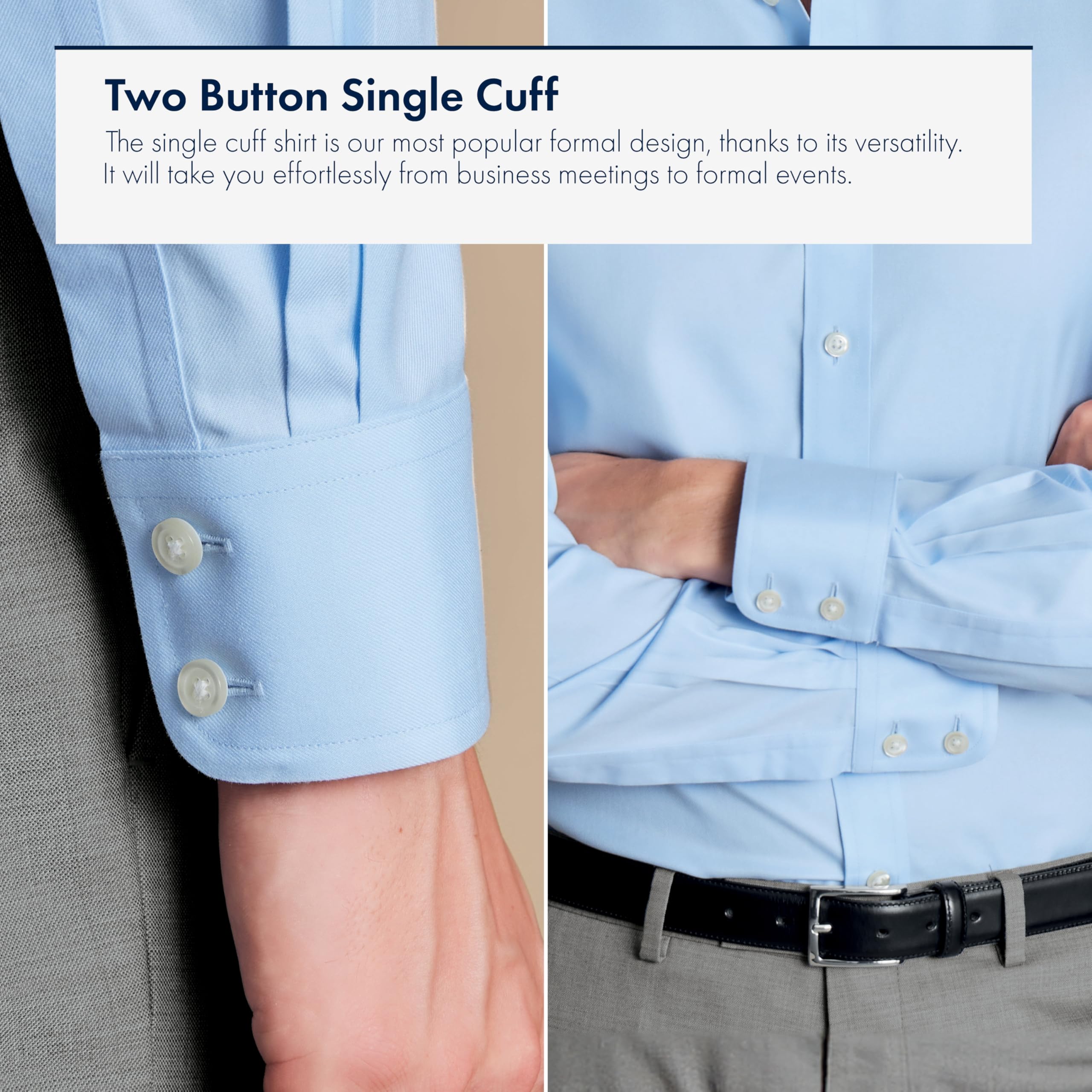 Charles Tyrwhitt Shirts for Men - Non Iron with 100% Cotton Twill - Work, Business & Weddings - Slim Fit Cutaway Collar
