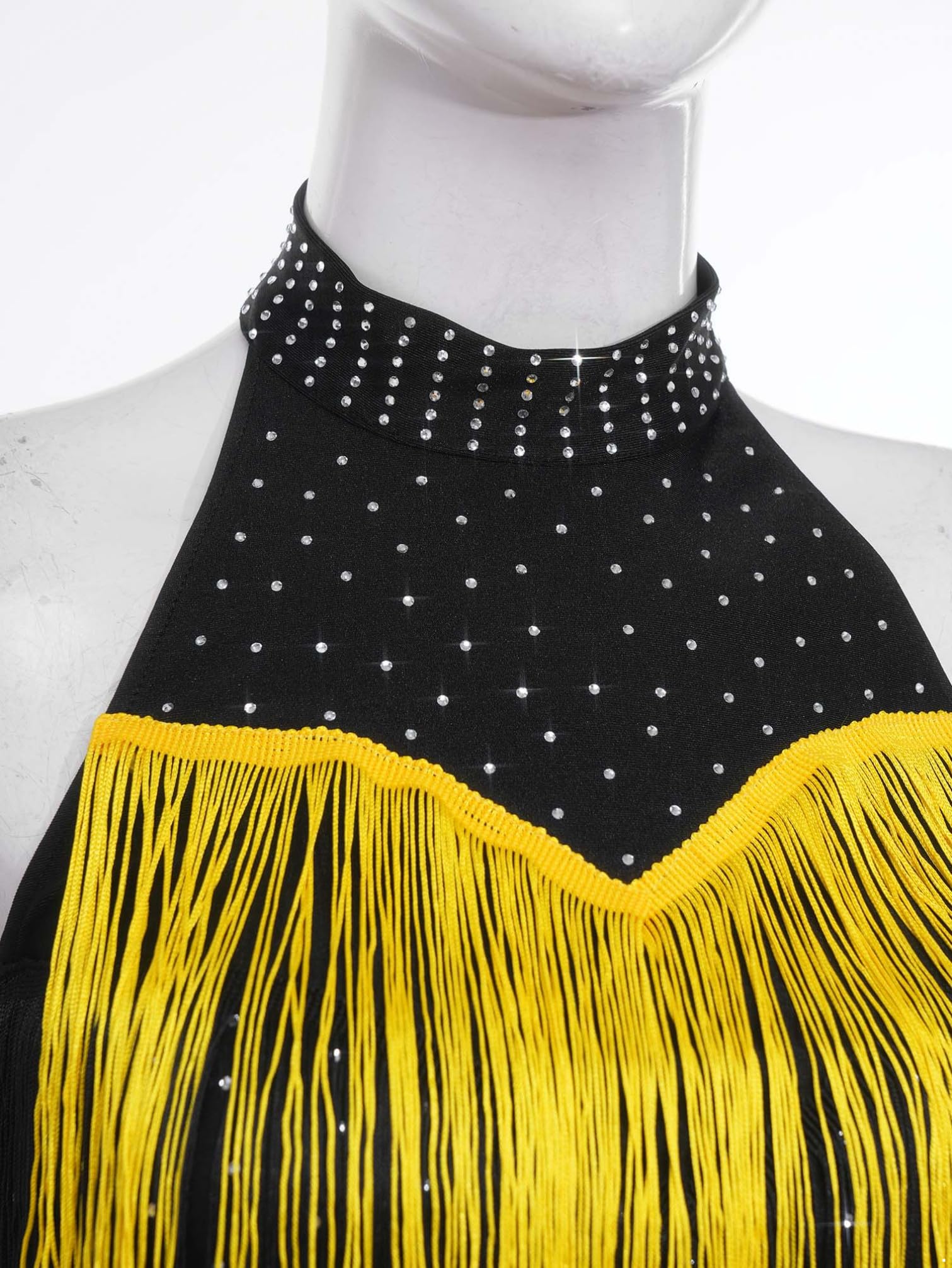 Vestido Danza Mujer Brillantes Traje Profesional de Baile Salón con Borlas | Ropa de Baile de Competición de Salón para Latín Jazz Swing Rumba Chacha‑chá Espectáculo En Escena Actuación S-XXL