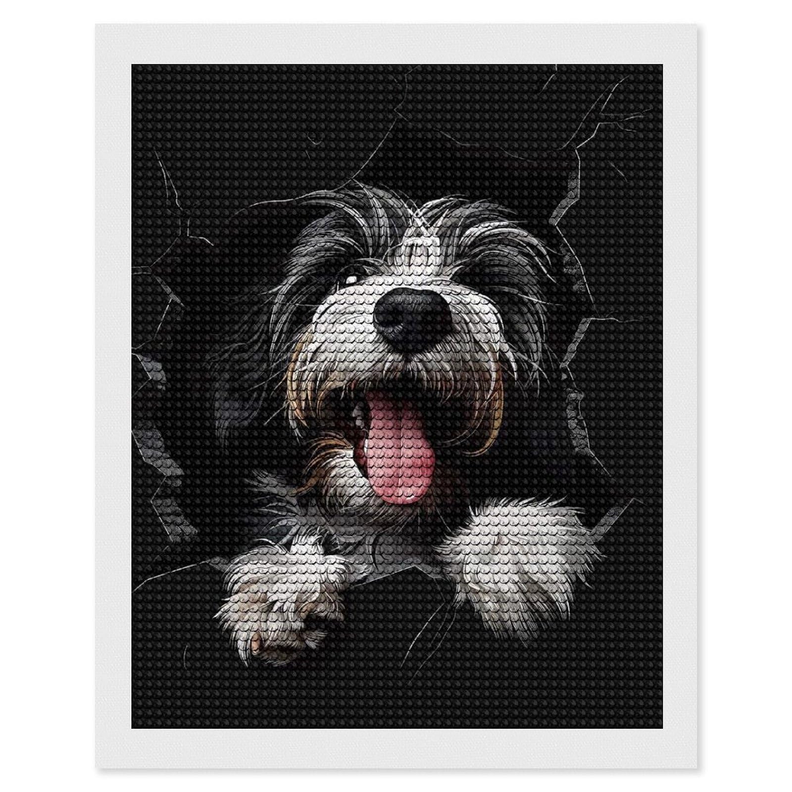 Junmoney Bearded Collie Crystal Diamond Art Kit 16"x20", Modern Decor, Boho Decor, Wall Art Gift, Decorative Artwork, Creative Hobby