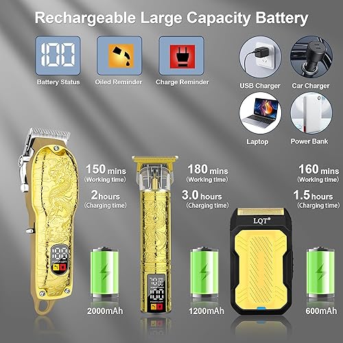 Miniatura 4 de LQT® Professional Hair Clippers for Men, Hair Trimmer Cordless Barber Clippers and Trimmers Set, Hair Cutting Kit for Men Grooming Father Day Gifts