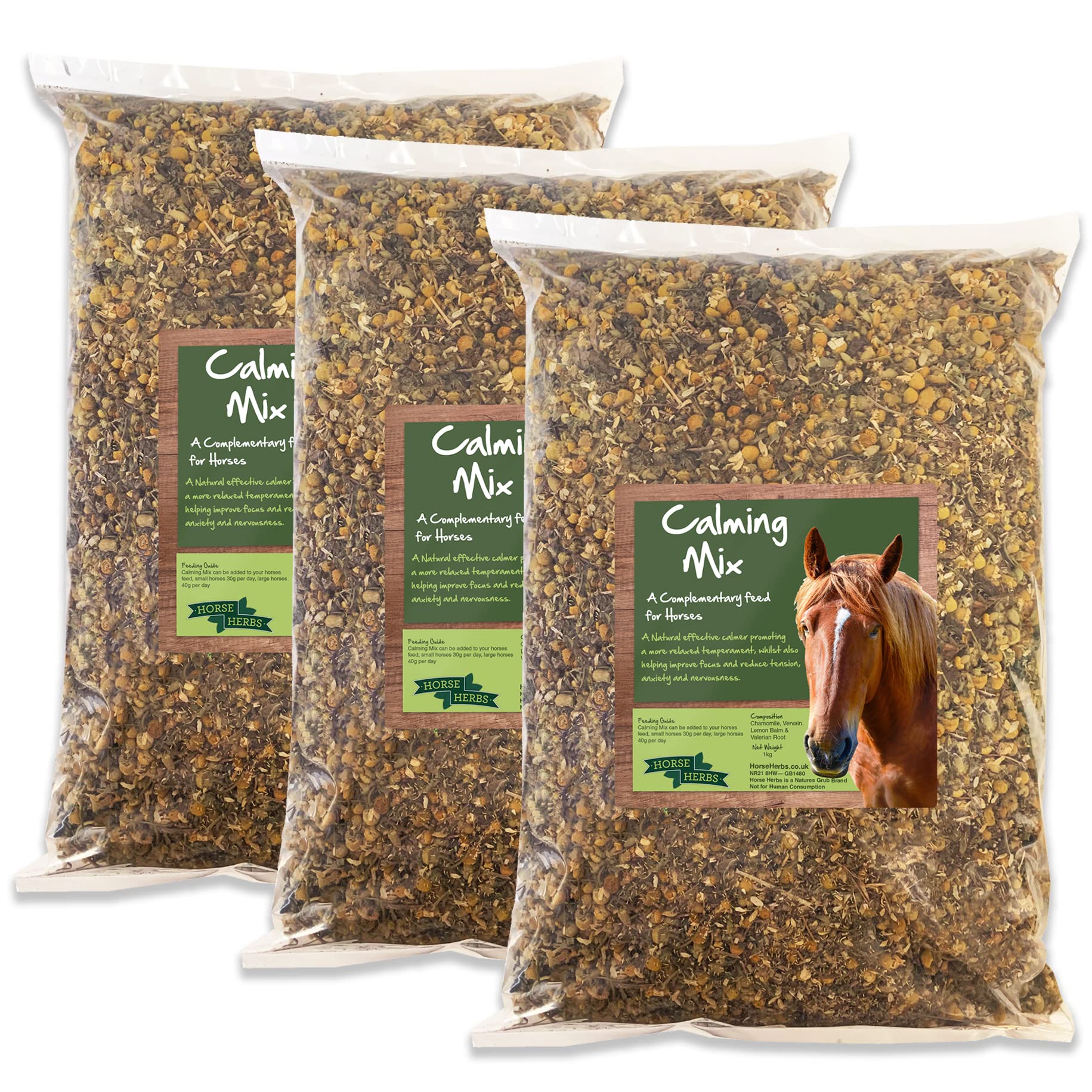 Horse Herbs Calming Mix 3kg | 100% Natural Calming Supplement for Horses & Ponies, Chamomile, Valerian Root, Equine Care