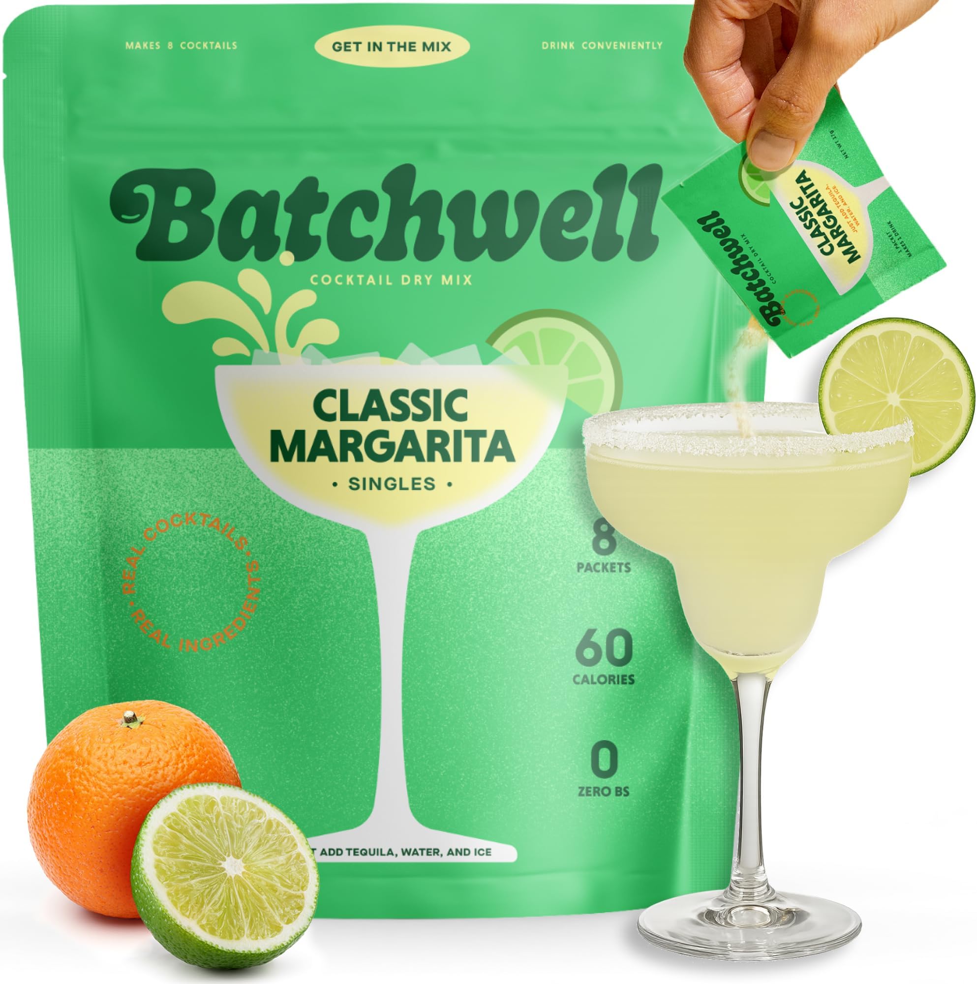 Cocktail Mix & Mocktail Mix - Classic Margarita | Drink Mix for Cocktails & Non-Alcoholic Drinks | Real Lime Flavor, No Artificial Sweeteners or Preservatives | Batchwell