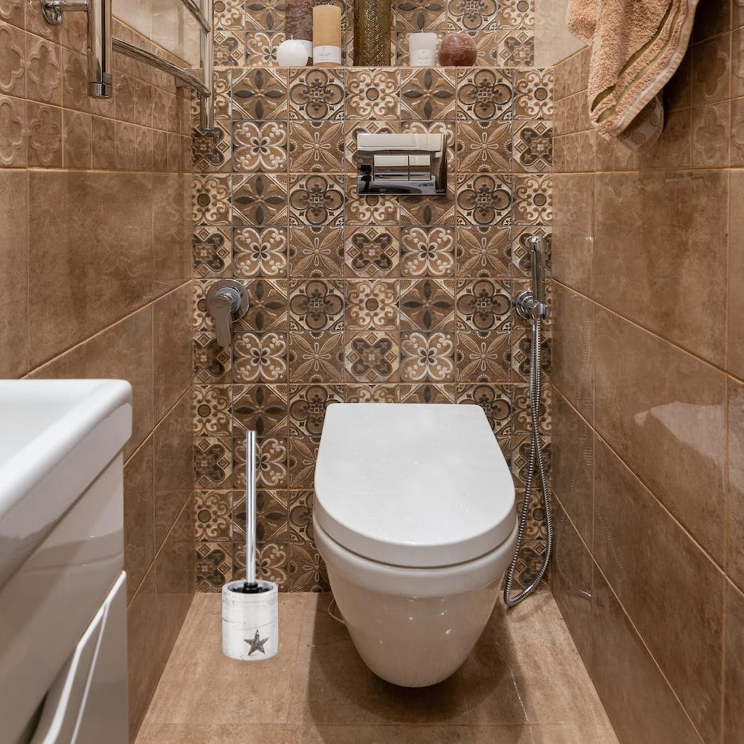 Avilia Toilet Brush and Holder for Bathroom Ceramic, Grey, nd - Image 3