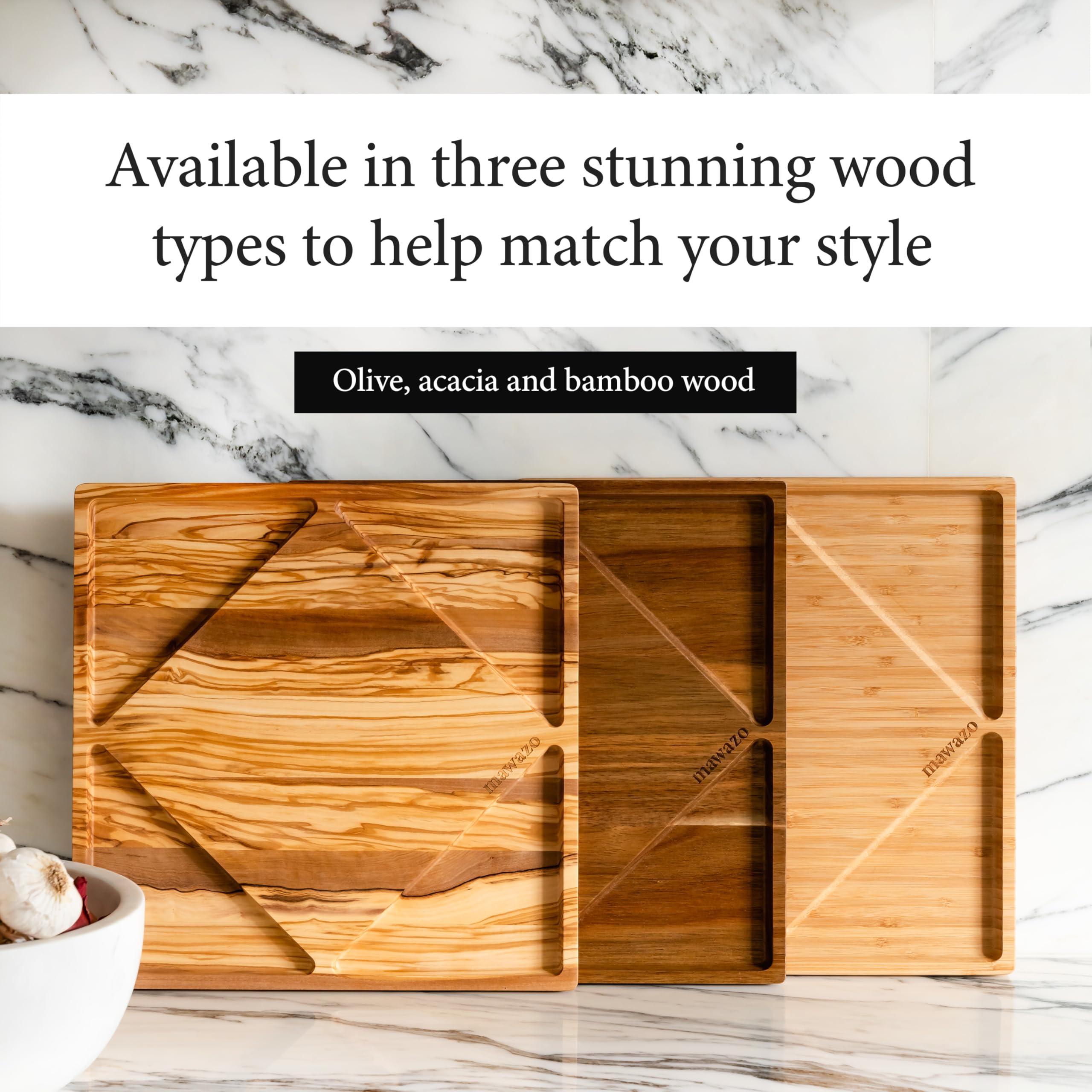 Tabla de cortar de madera grande de alta calidad con recipientes, madera de olivo de alta calidad, tabla de cortar reversible para cocina, tabla de queso y plato de servir