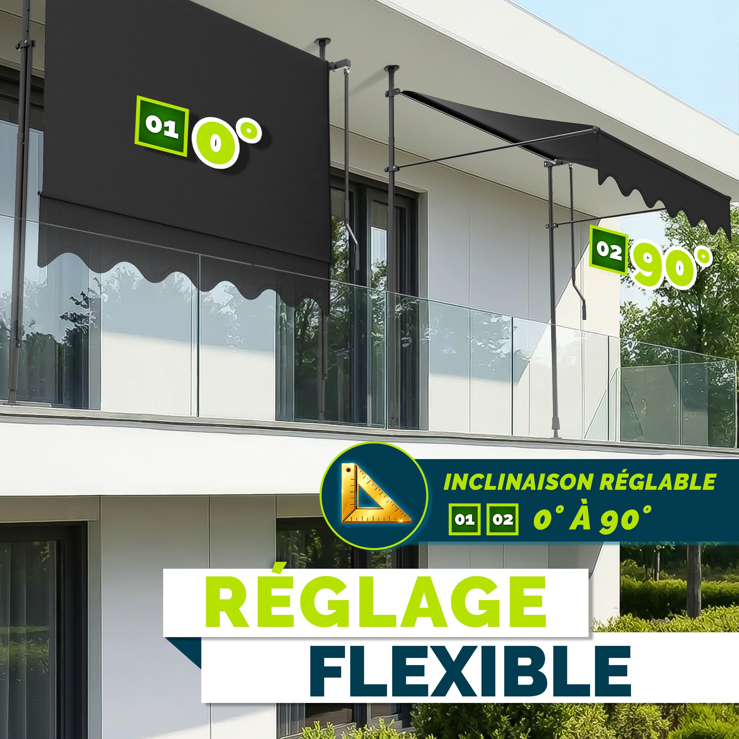 Le store banne tillvex 250 cm offre une solution d'ombrage et de protection facile à installer sur votre balcon, alliant robustesse et fonctionnalité.