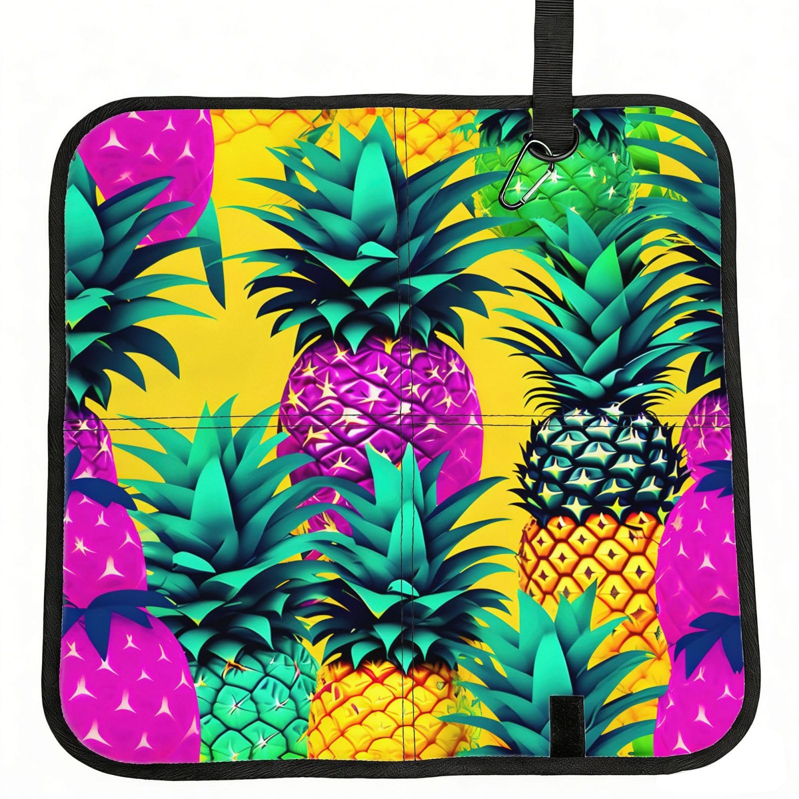 YGLHBDPBF Colorful Pineapple Print Camping seat cushion,Foldable Sitting Pads,Save Backpack Space for Hiking