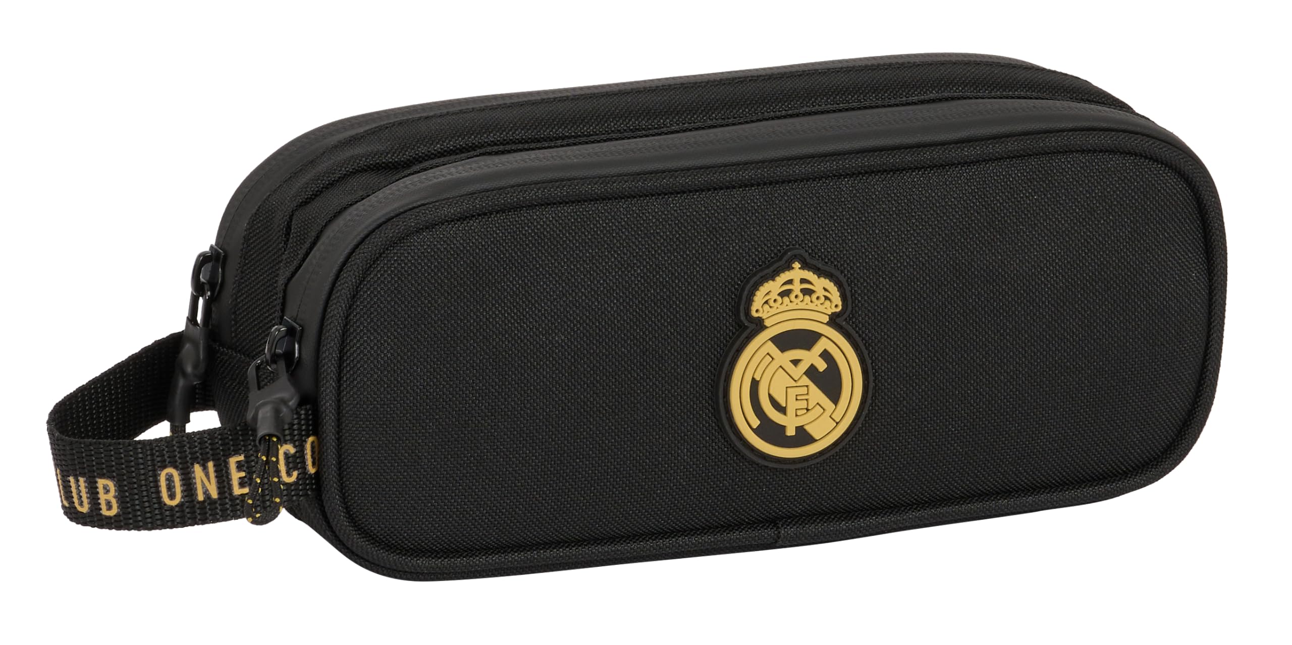 Safta Real Madrid 3ª EQUIPACIÓN - Portatodo Doble Niño, Estuche Infantil, Estuche Niño, Ideal para Niños en Edad Escolar, Cómodo y Versátil, Calidad y Resistencia, 21x6x8 cm, Color Negro