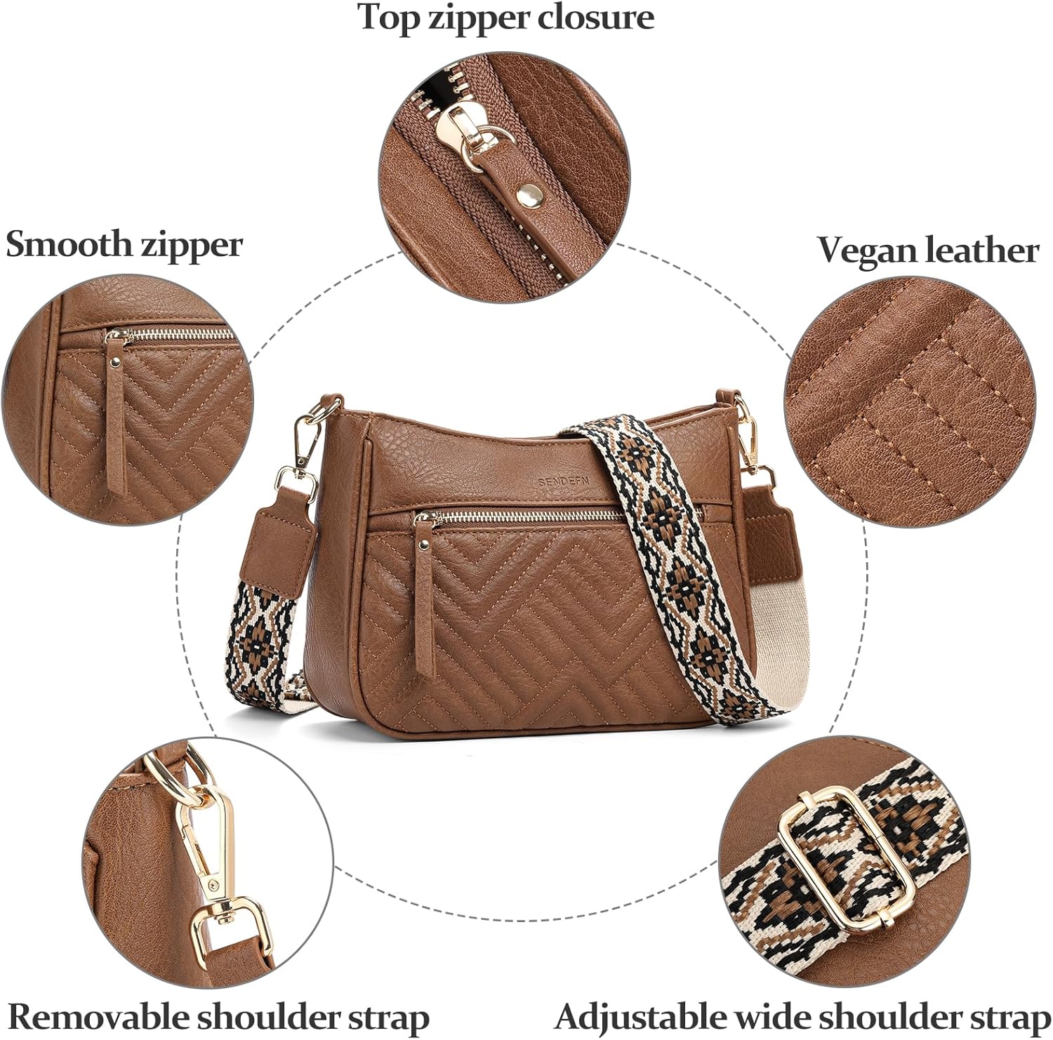 SENDEFN Leather Tote Bag for Women Work Shoulder Bag Large Top Handle Handbags and Ladies Travel Purse with Zipper Pocket - Image 6