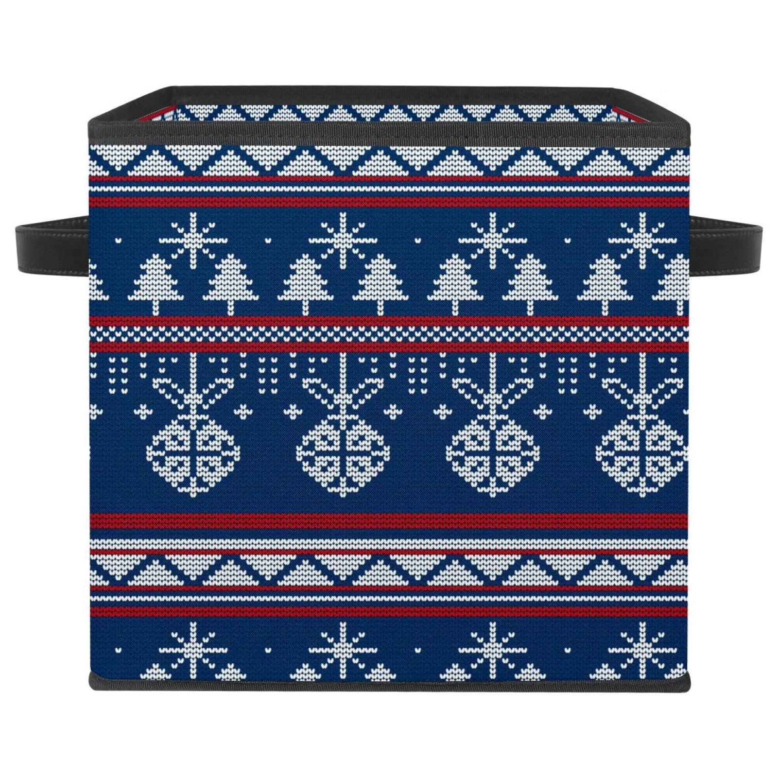 Bacs avec poignées pour jouets et vêtements motif tricot de Noël