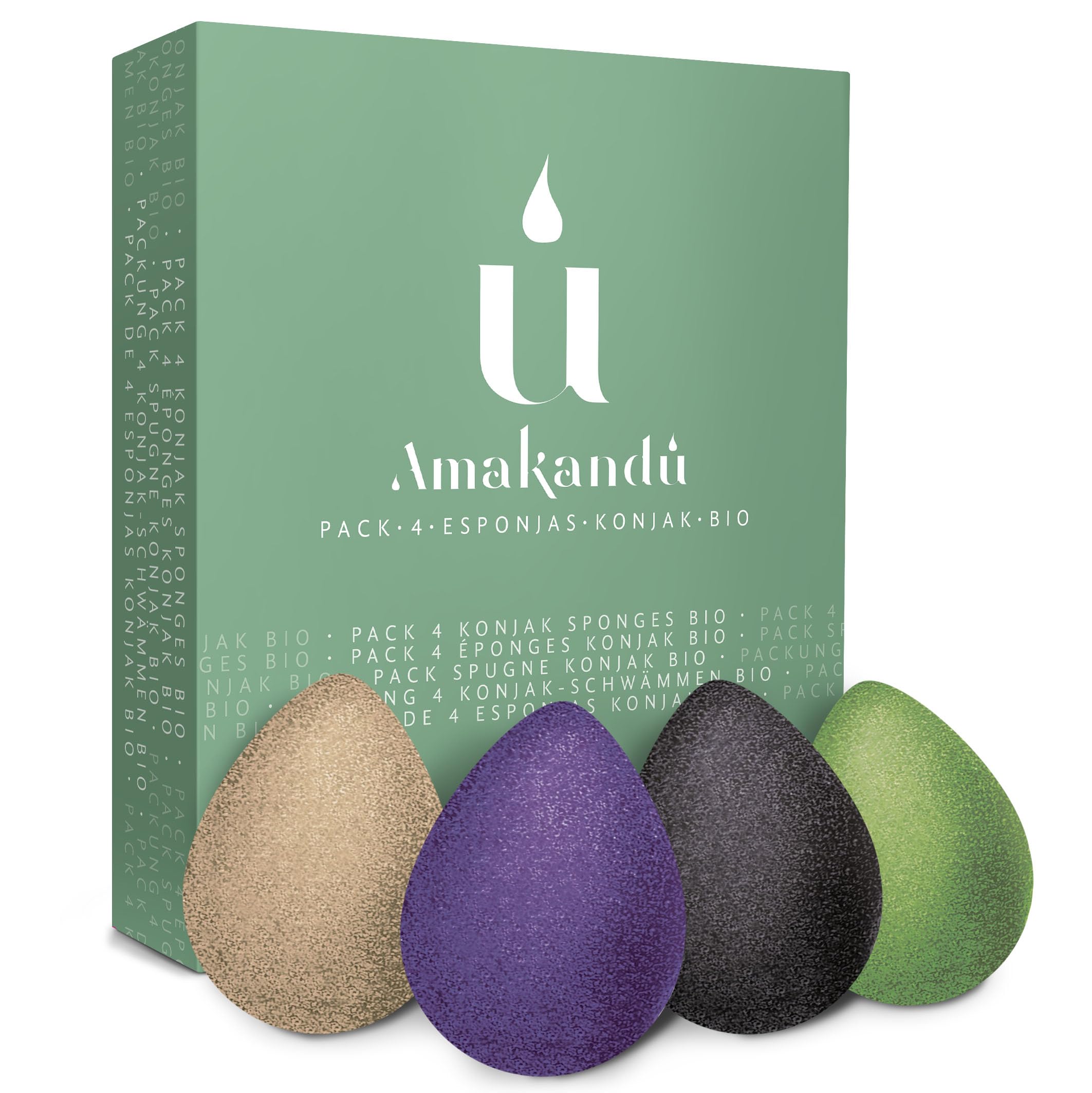 Esponjas faciales-Esponjas desmaquillantes orgánicas de Konjac- Esponjas faciales reutilizables – Pack 4 espojas - Limpieza y Exfoliación Suave del Rostro