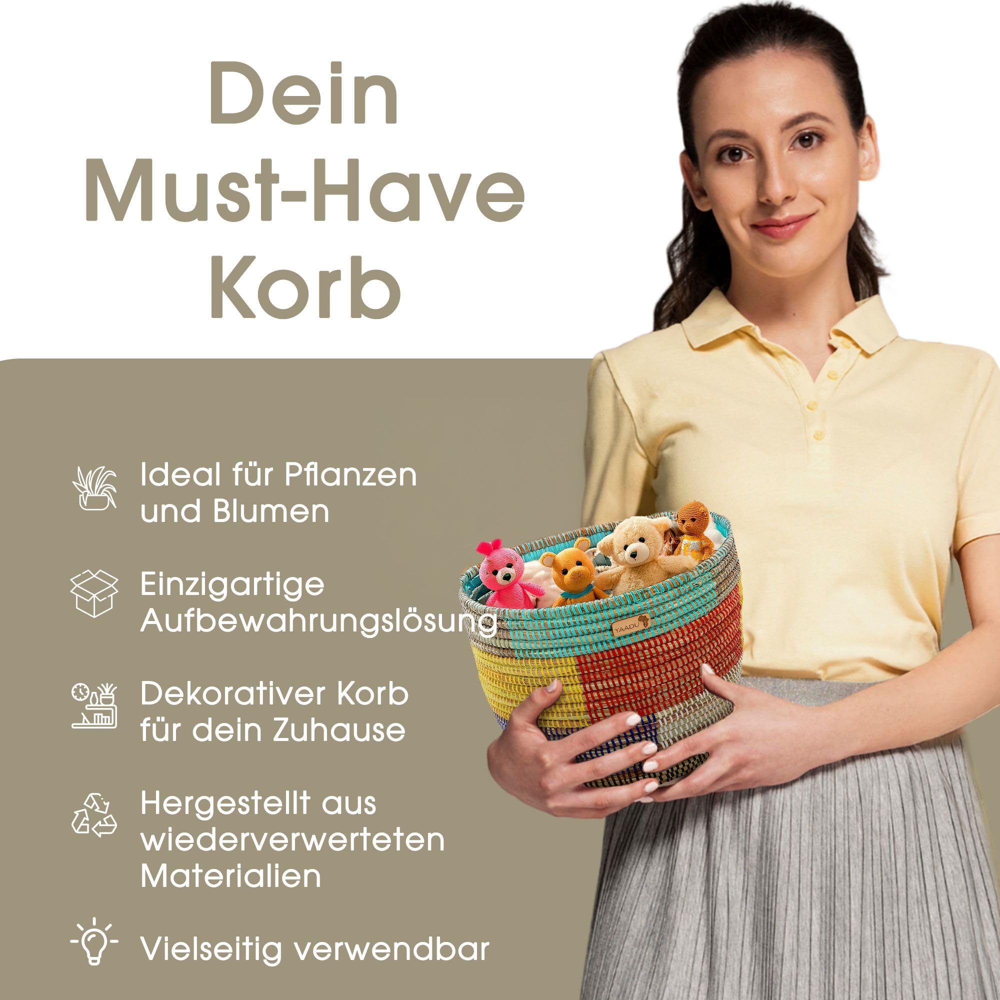Übertopf geflochten 30cm groß als Pflanzenkorb oder Aufbewahrungskorb