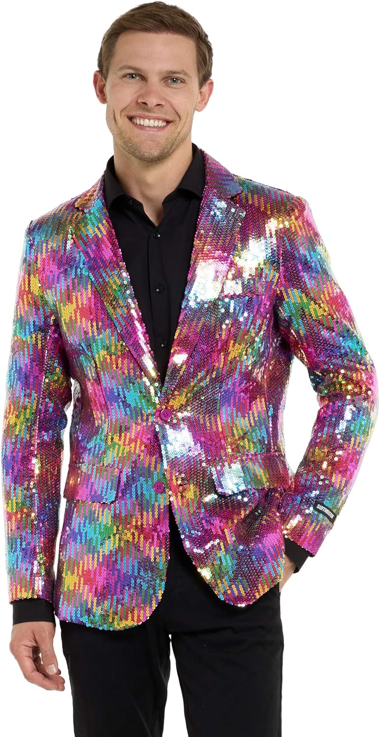 SUITMEISTER Sequins Christmas Blazer for Men - Slim Fit - Shiny New Years Party Jacket